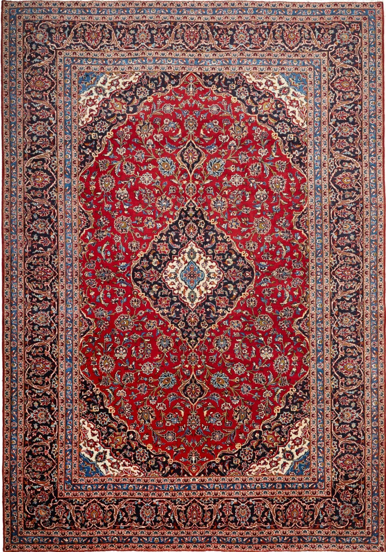 Hand-Knotted Wool Kashan Persian Rug, 250 × 354 cm