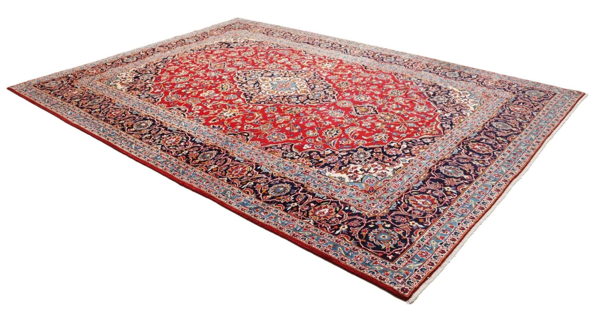 Hand-Knotted Wool Kashan Persian Rug, 257 × 356 cm