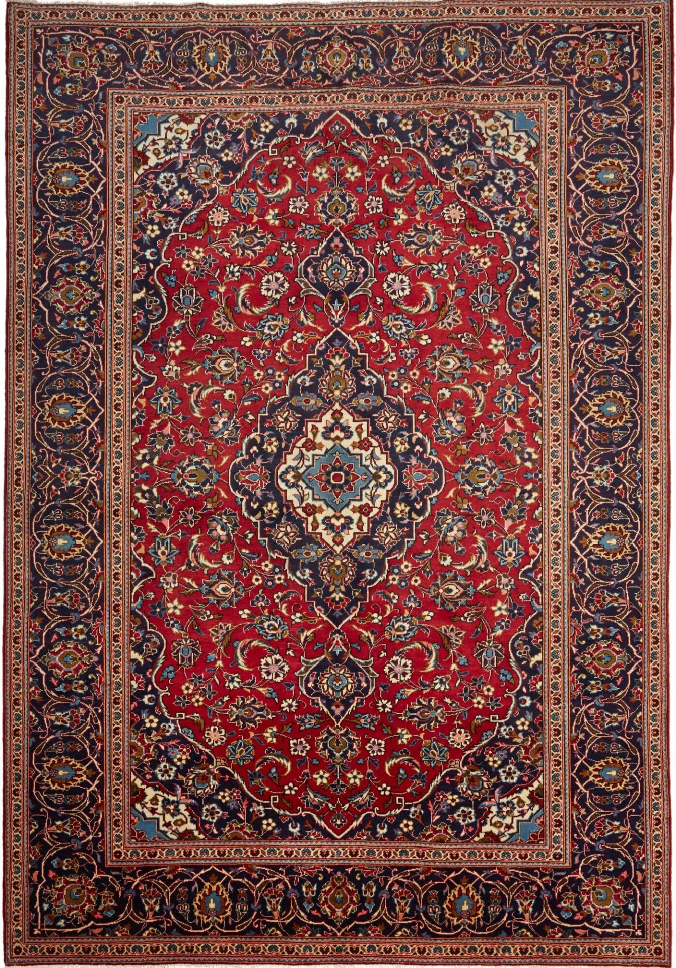 Hand-Knotted Wool Kashan Persian Rug, 245 × 353 cm