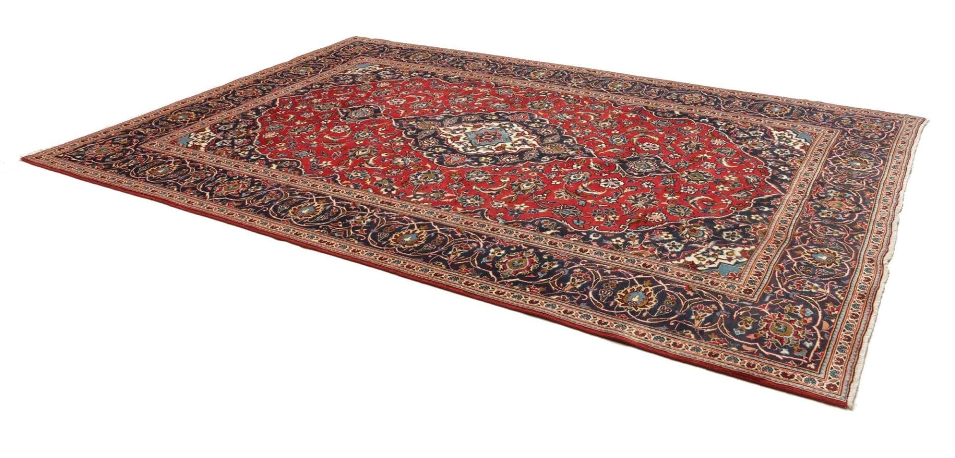 Hand-Knotted Wool Kashan Persian Rug, 245 × 353 cm