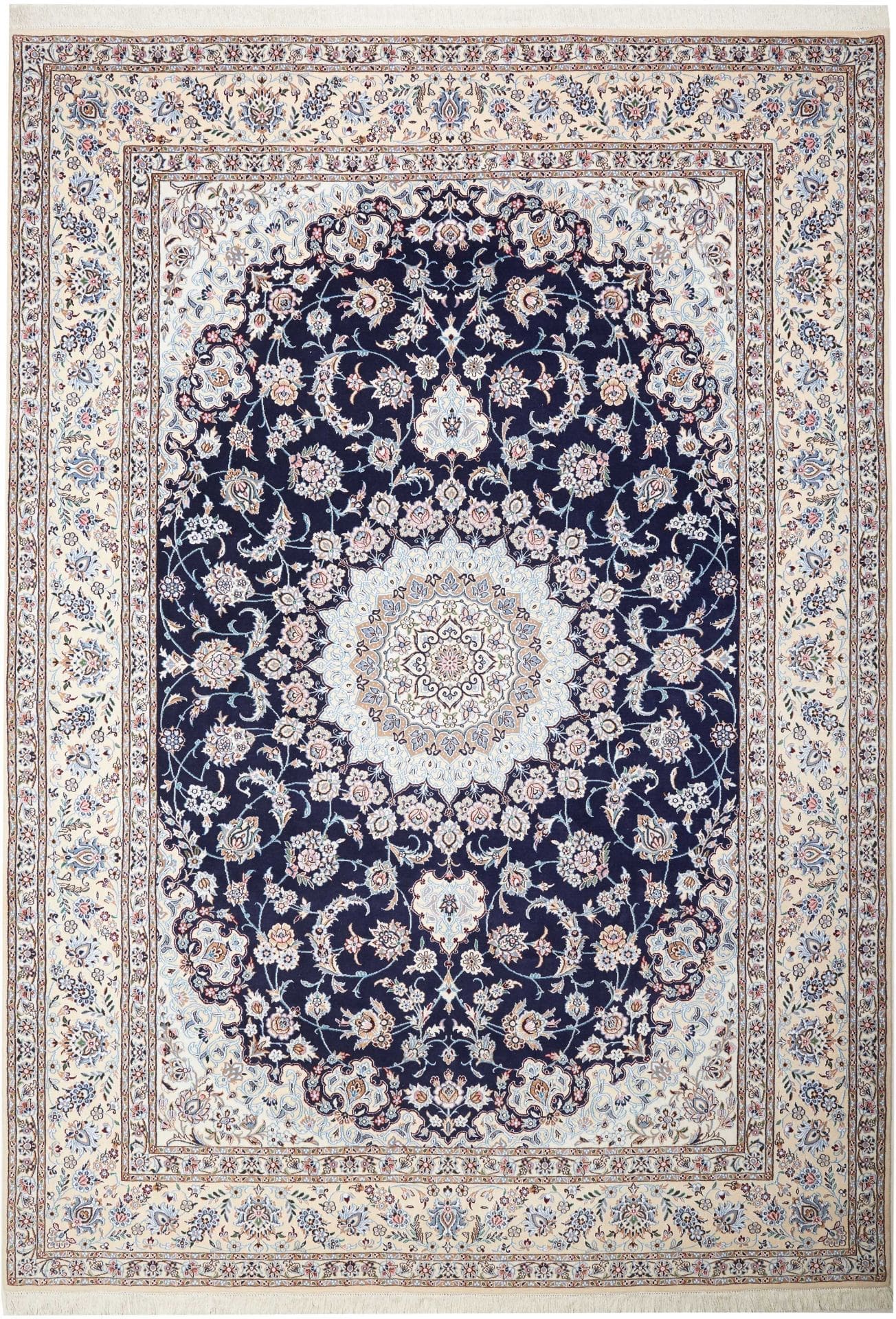 exklusiver-nain-teppich-253-x-355-cm-florale-muster-handgeknupft Hand-Knotted Wool Nain Persian Rug, 253 × 355 cm