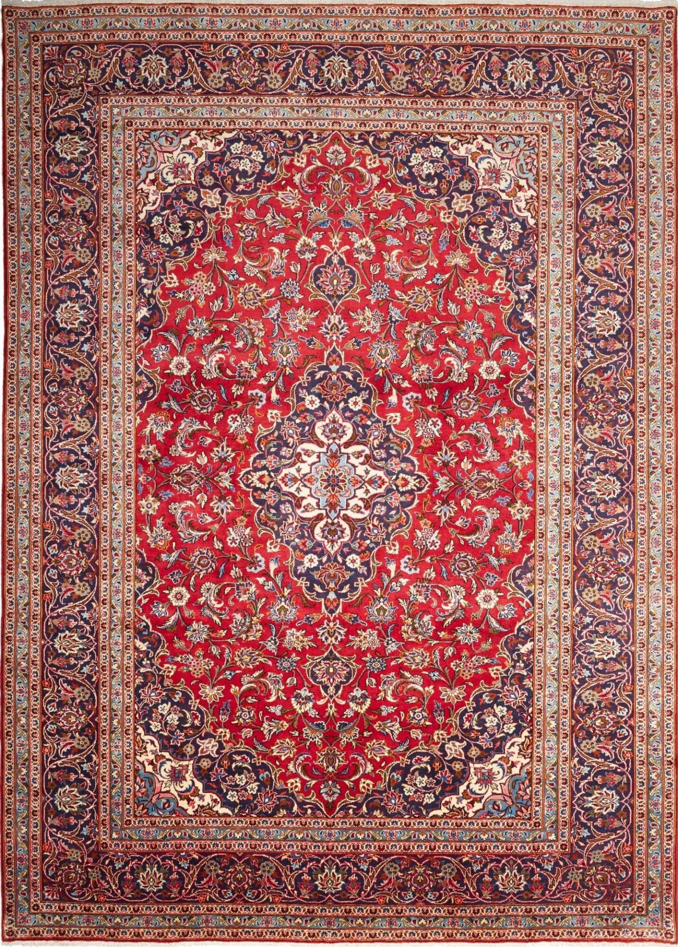 Hand-Knotted Wool Kashan Persian Rug, 249 × 343 cm