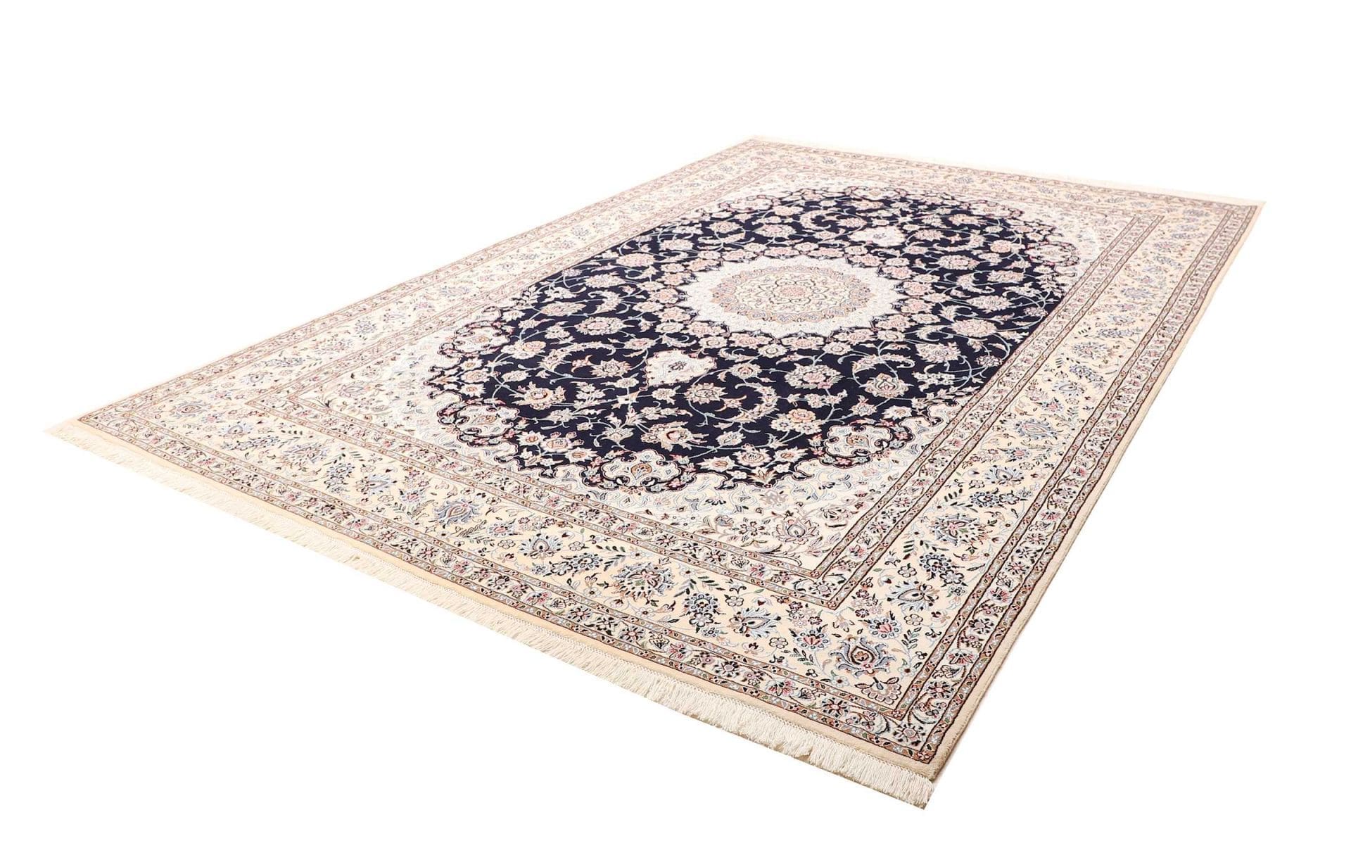 exklusiver-nain-teppich-253-x-355-cm-florale-muster-handgeknupft-1 Hand-Knotted Wool Nain Persian Rug, 253 × 355 cm