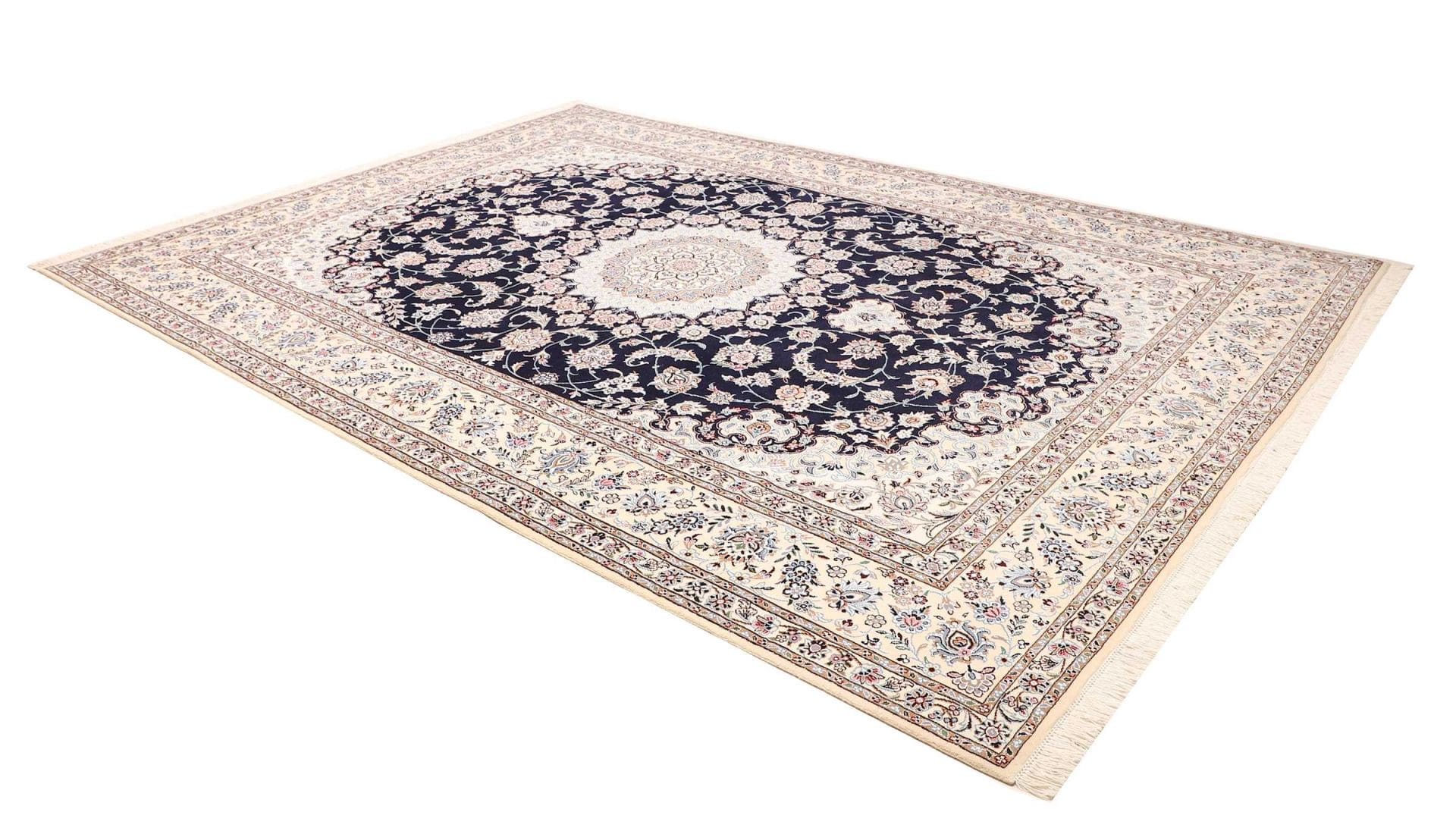 exklusiver-nain-teppich-253-x-355-cm-florale-muster-handgeknupft-2 Hand-Knotted Wool Nain Persian Rug, 253 × 355 cm