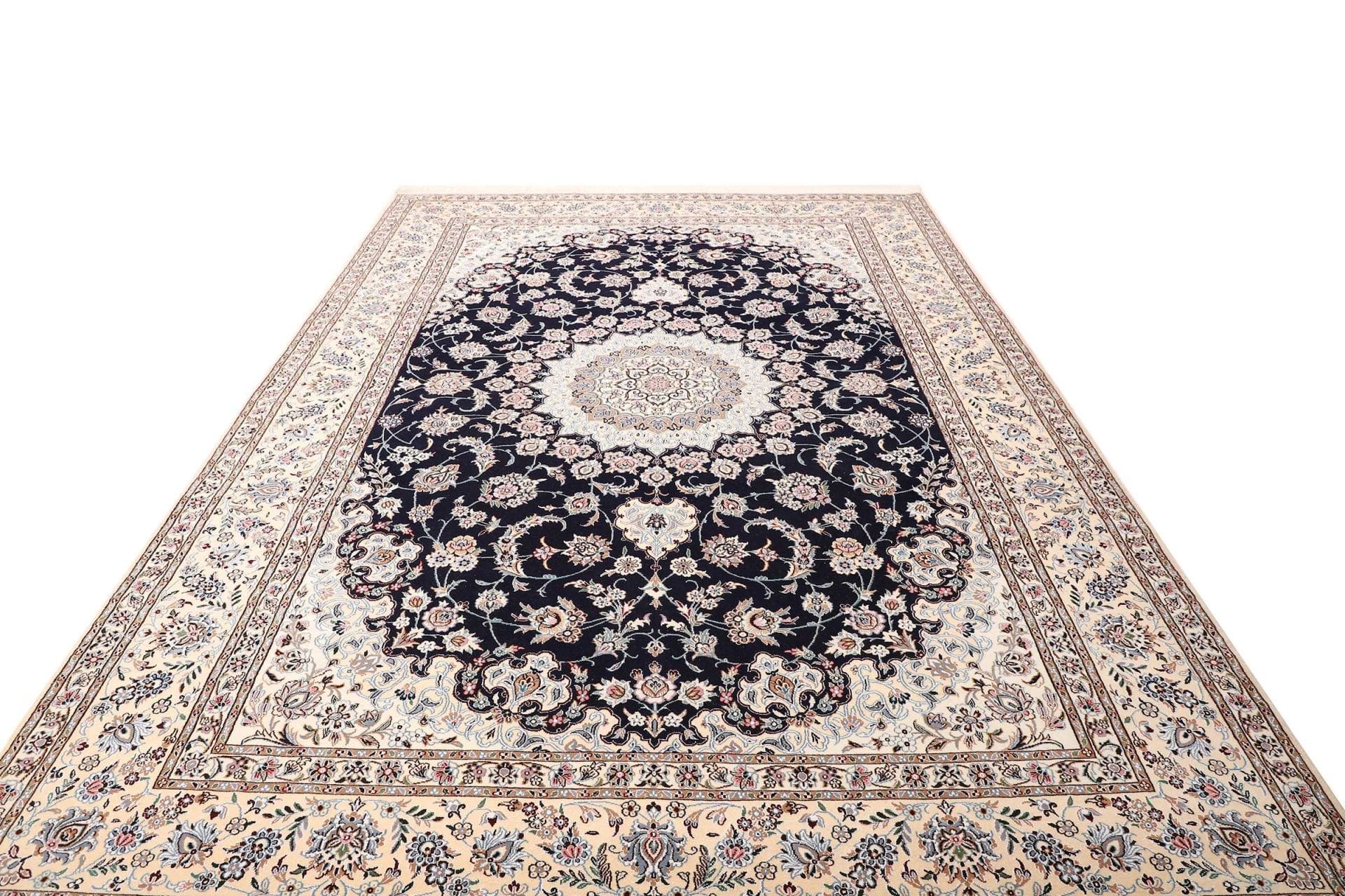 exklusiver-nain-teppich-253-x-355-cm-florale-muster-handgeknupft-3 Hand-Knotted Wool Nain Persian Rug, 253 × 355 cm