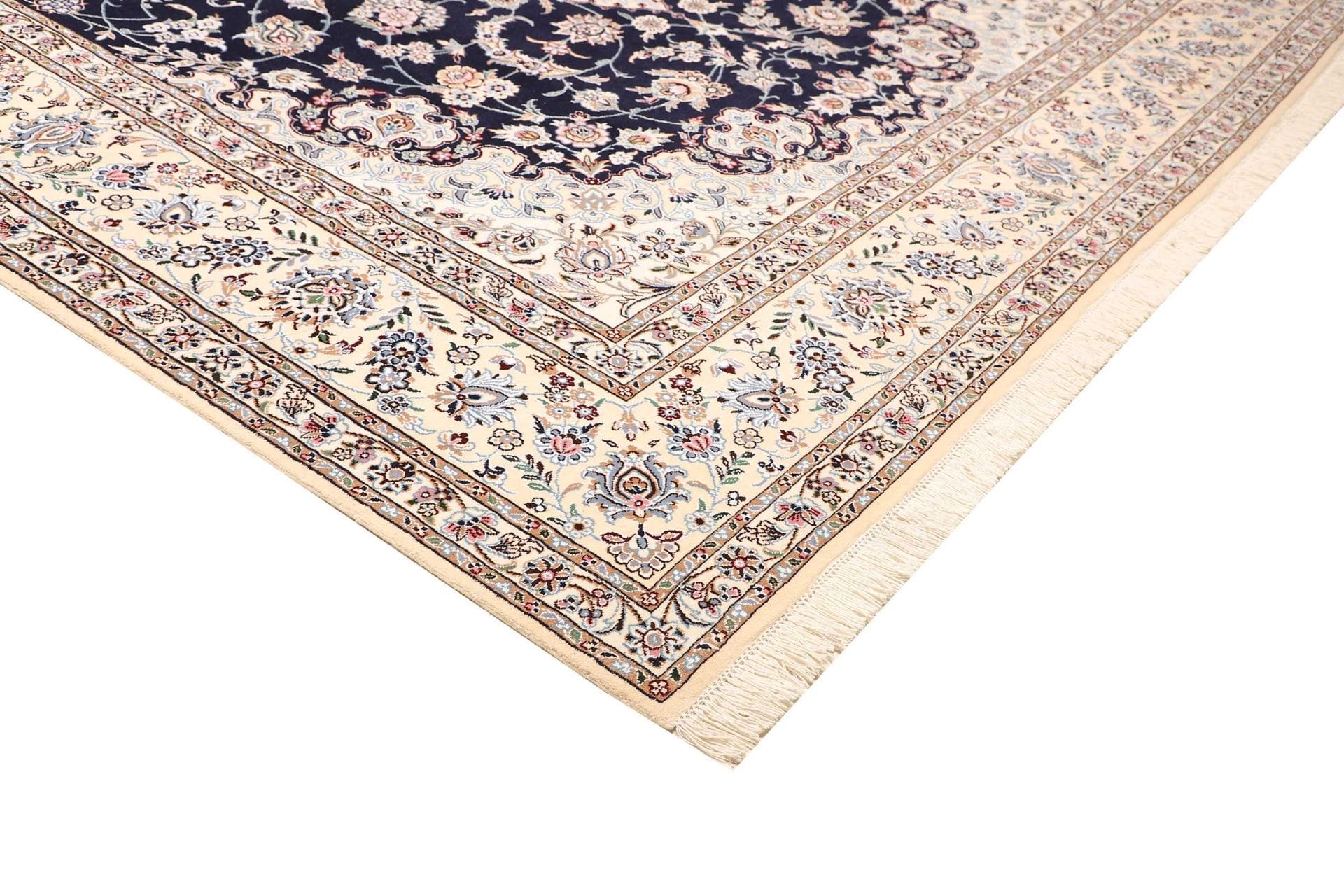 exklusiver-nain-teppich-253-x-355-cm-florale-muster-handgeknupft-4 Hand-Knotted Wool Nain Persian Rug, 253 × 355 cm