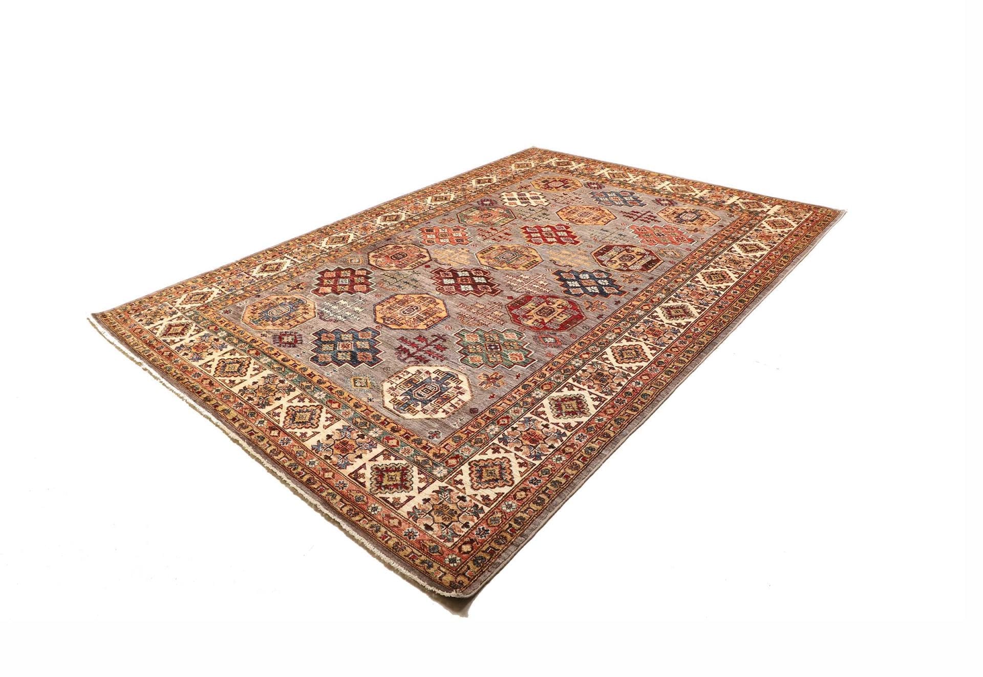kazak-orientteppich-213-x-307-cm-handgeknupft-geometrische-muster-1 Kazak Pakistani Rug — hand-knotted, 213 × 307 cm, Wool