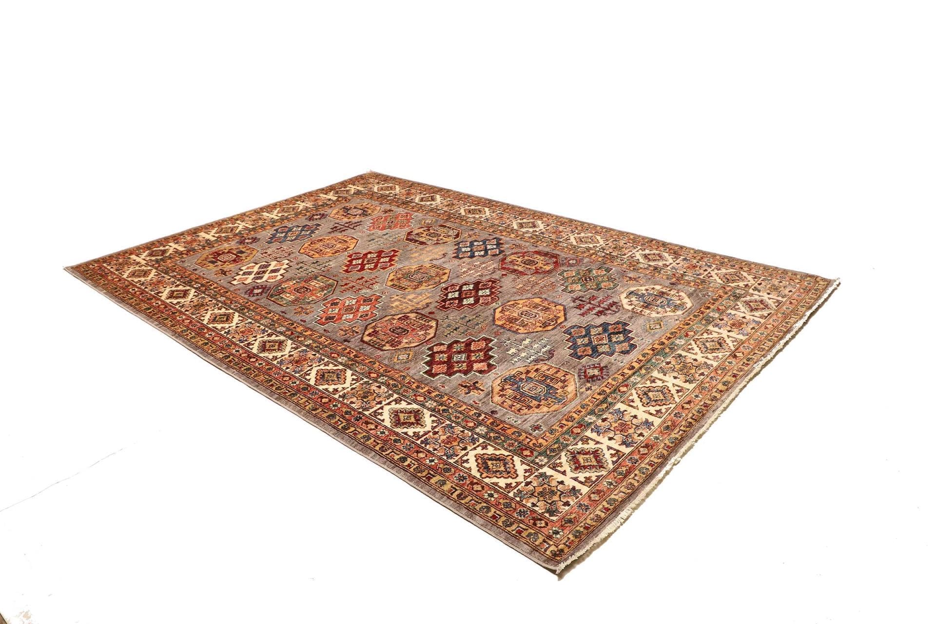 kazak-orientteppich-213-x-307-cm-handgeknupft-geometrische-muster-2 Kazak Pakistani Rug — hand-knotted, 213 × 307 cm, Wool