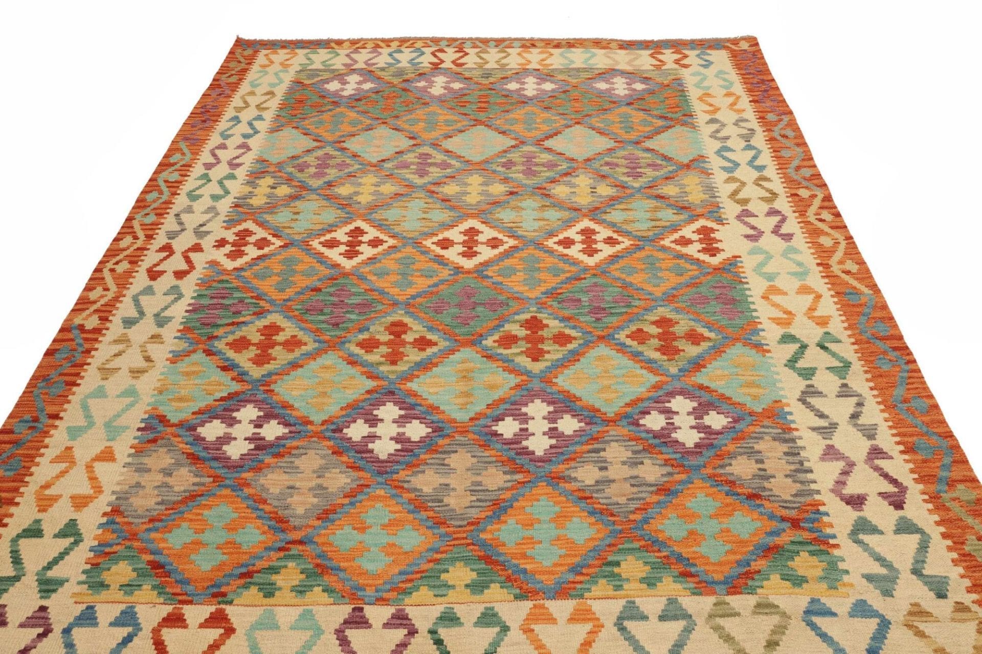 Kilim Pakistani Rug 204 × 291 cm, Wool, hand-woven