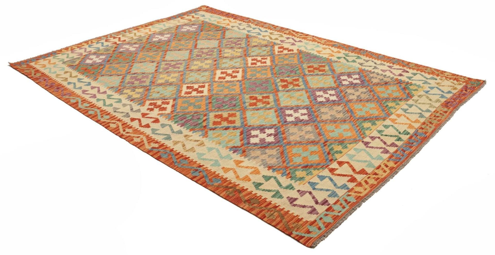 Kilim Pakistani Rug 204 × 291 cm, Wool, hand-woven