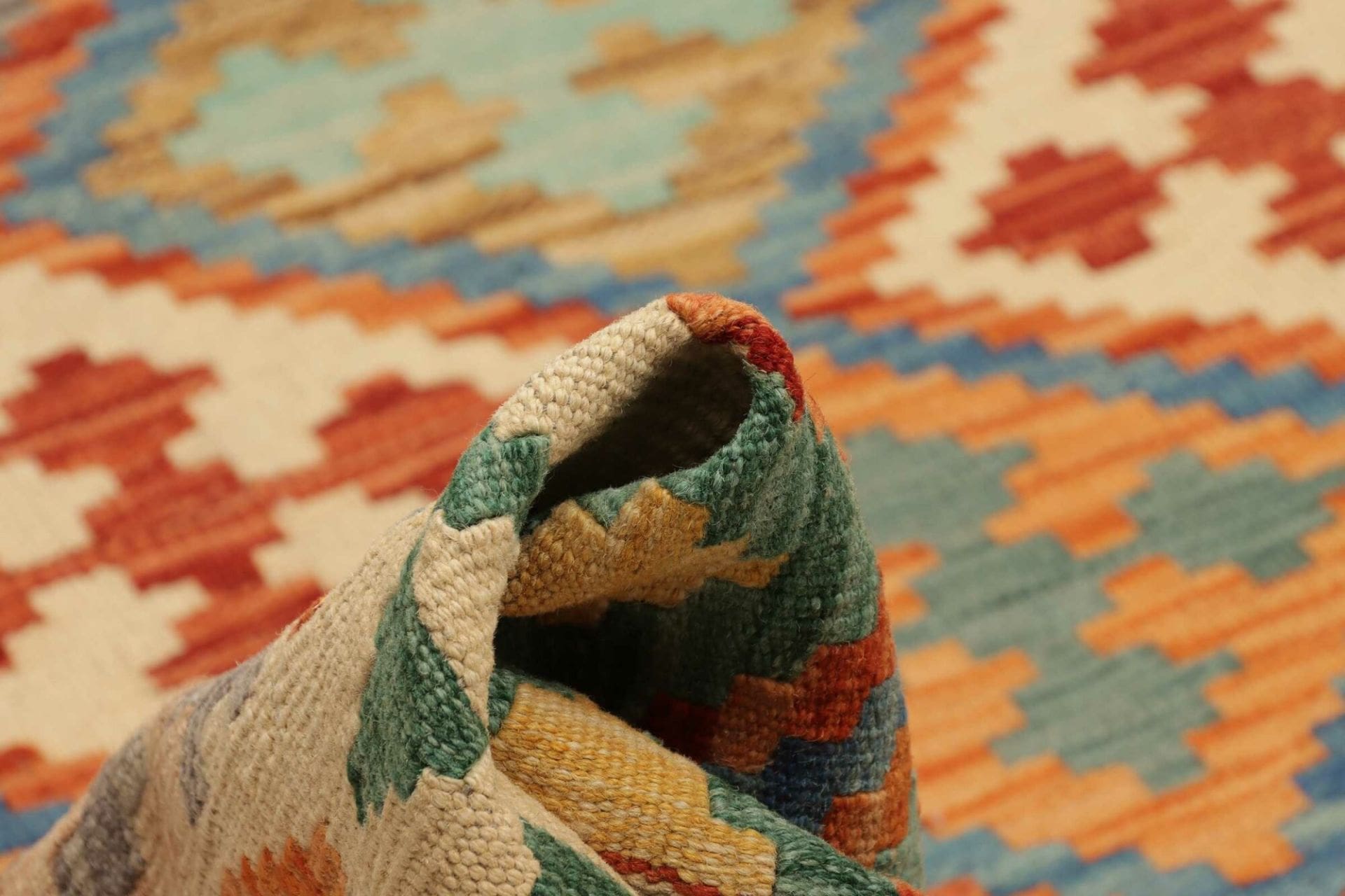Kilim Pakistani Rug 204 × 291 cm, Wool, hand-woven