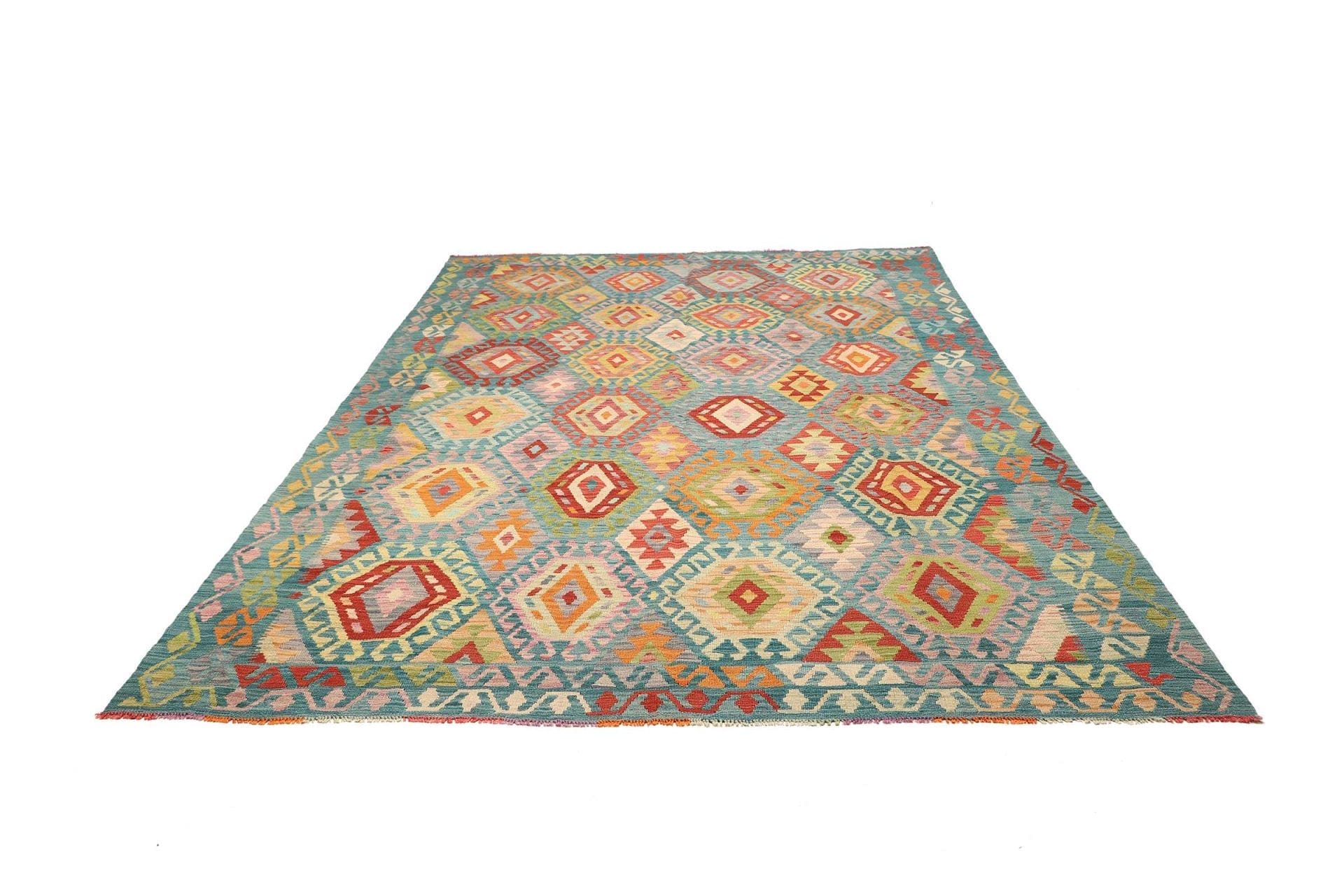 Hand-Woven Wool Kilim Pakistani Rug, 216 × 293 cm
