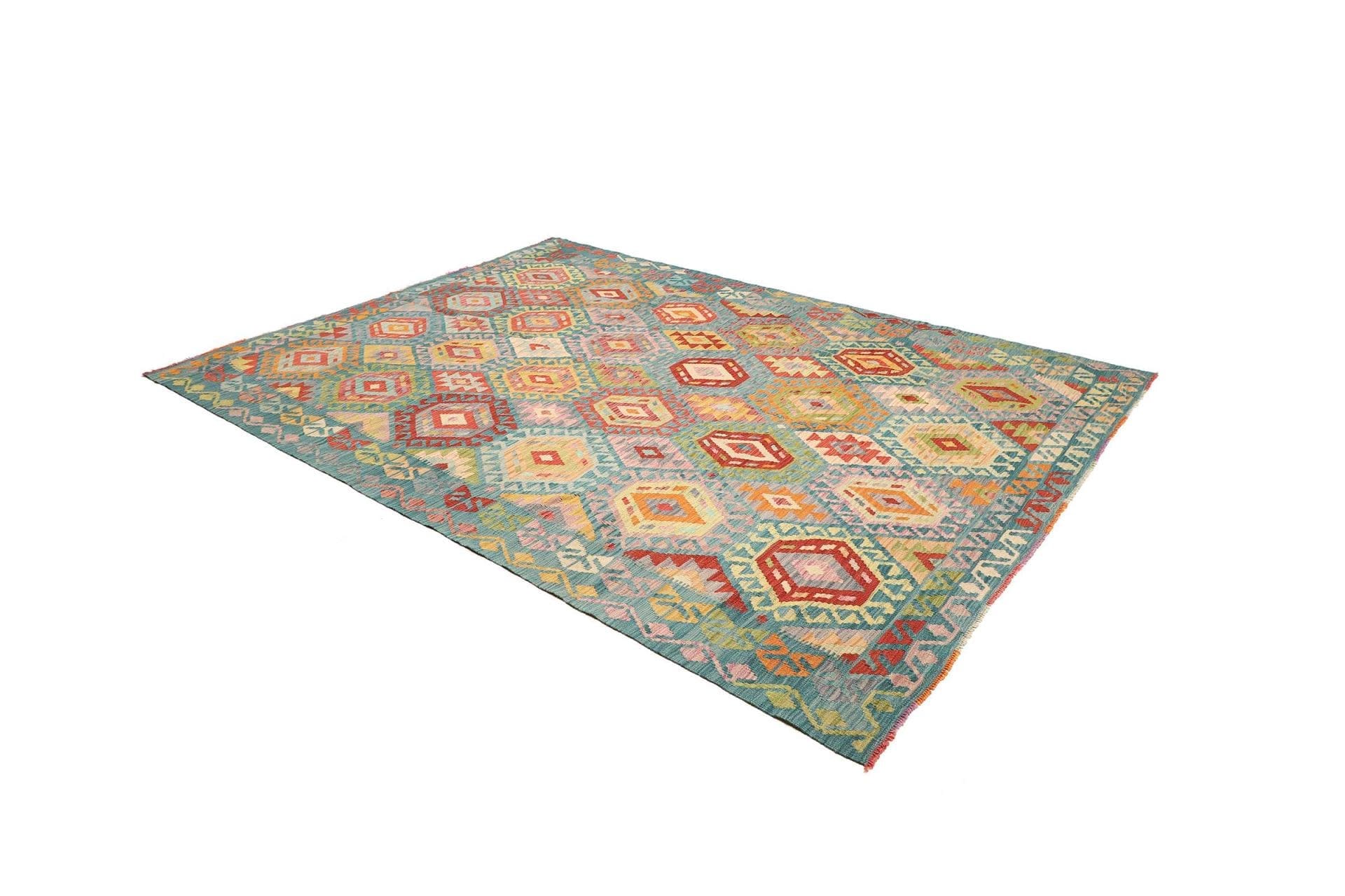 Hand-Woven Wool Kilim Pakistani Rug, 216 × 293 cm