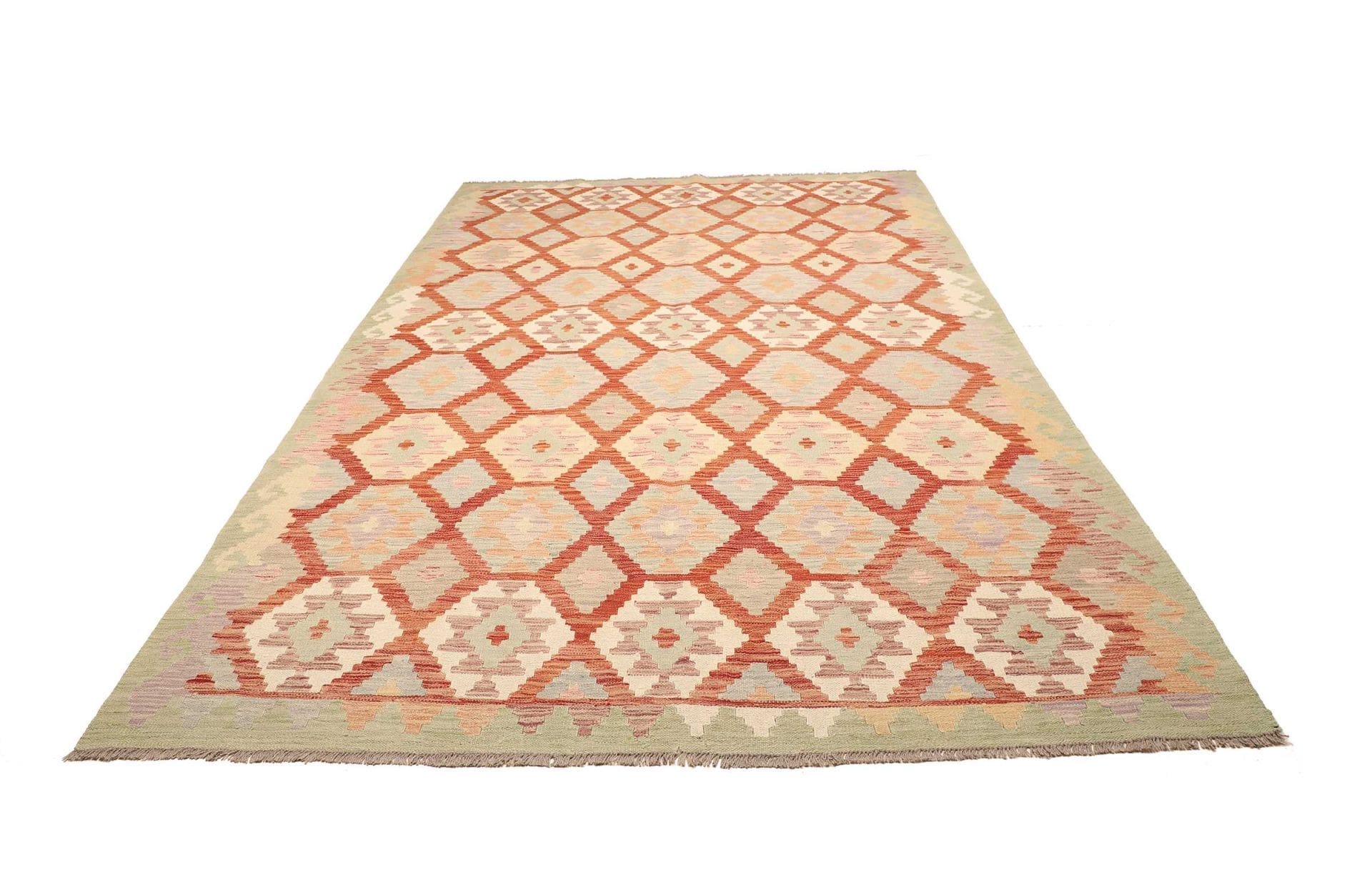 Hand-Woven Wool Kilim Pakistani Rug, 208 × 306 cm
