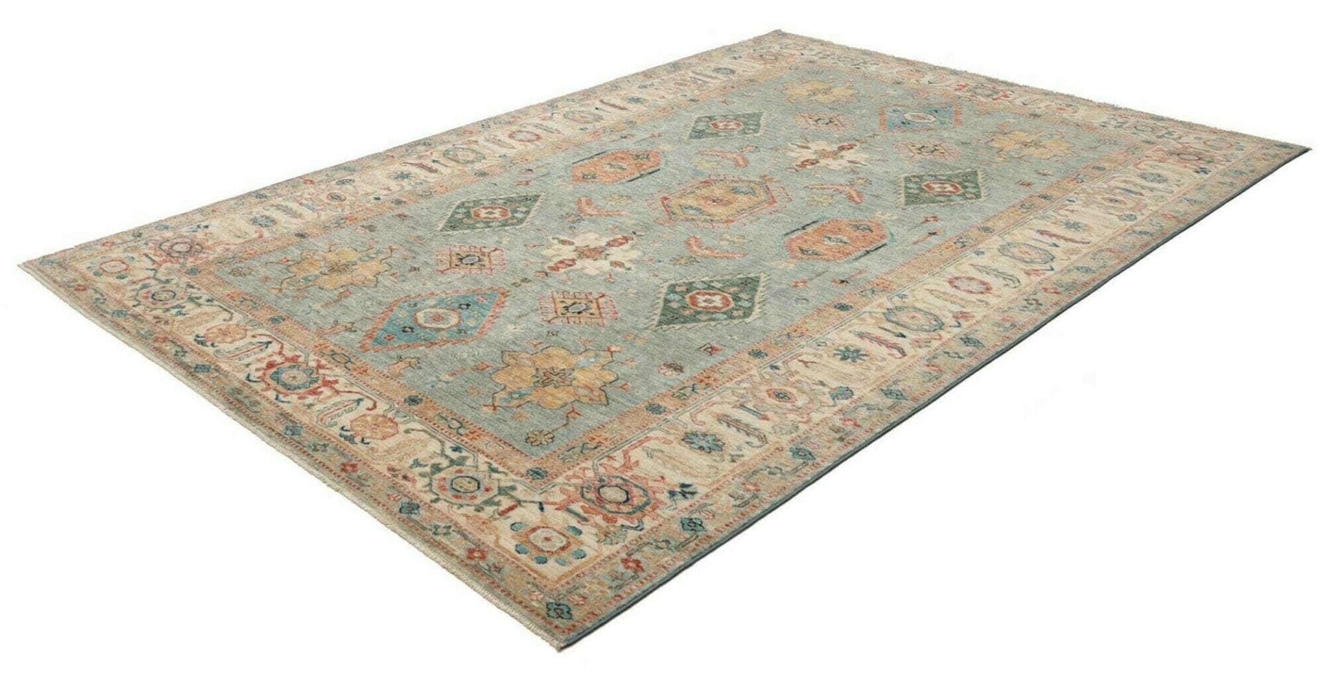 kazak-teppich-211-x-303-cm-geometrisches-muster-handgeknupft-1 Kazak Pakistani Rug — hand-knotted, 211 × 303 cm, Wool