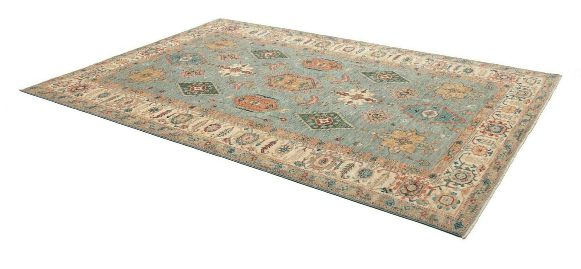 kazak-teppich-211-x-303-cm-geometrisches-muster-handgeknupft-2 Kazak Pakistani Rug — hand-knotted, 211 × 303 cm, Wool