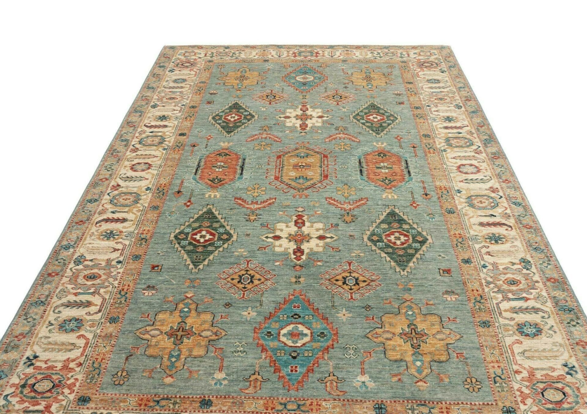 kazak-teppich-211-x-303-cm-geometrisches-muster-handgeknupft-3 Kazak Pakistani Rug — hand-knotted, 211 × 303 cm, Wool