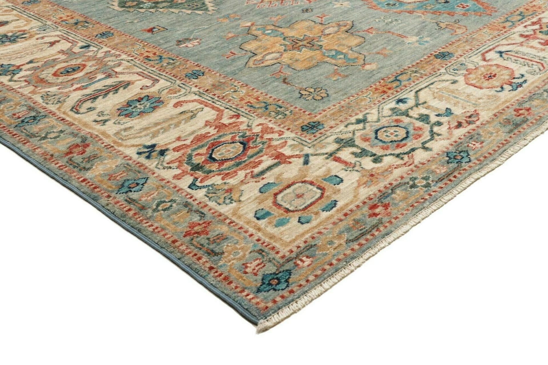 kazak-teppich-211-x-303-cm-geometrisches-muster-handgeknupft-4 Kazak Pakistani Rug — hand-knotted, 211 × 303 cm, Wool
