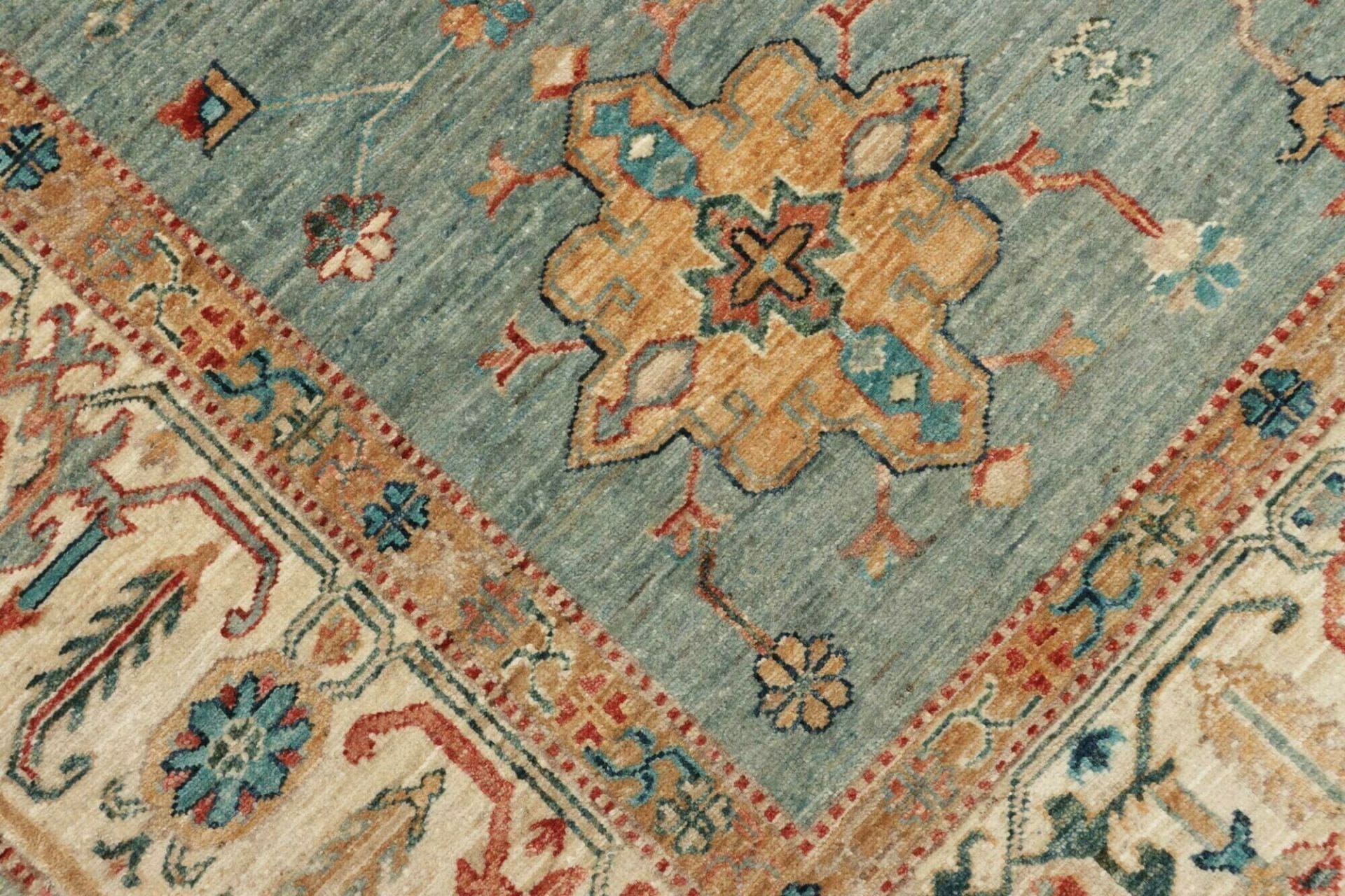 kazak-teppich-211-x-303-cm-geometrisches-muster-handgeknupft-5 Kazak Pakistani Rug — hand-knotted, 211 × 303 cm, Wool