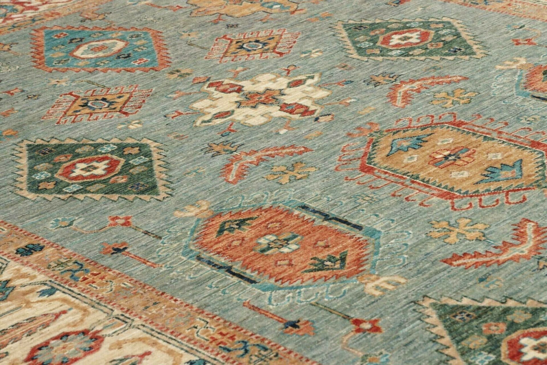 kazak-teppich-211-x-303-cm-geometrisches-muster-handgeknupft-7 Kazak Pakistani Rug — hand-knotted, 211 × 303 cm, Wool