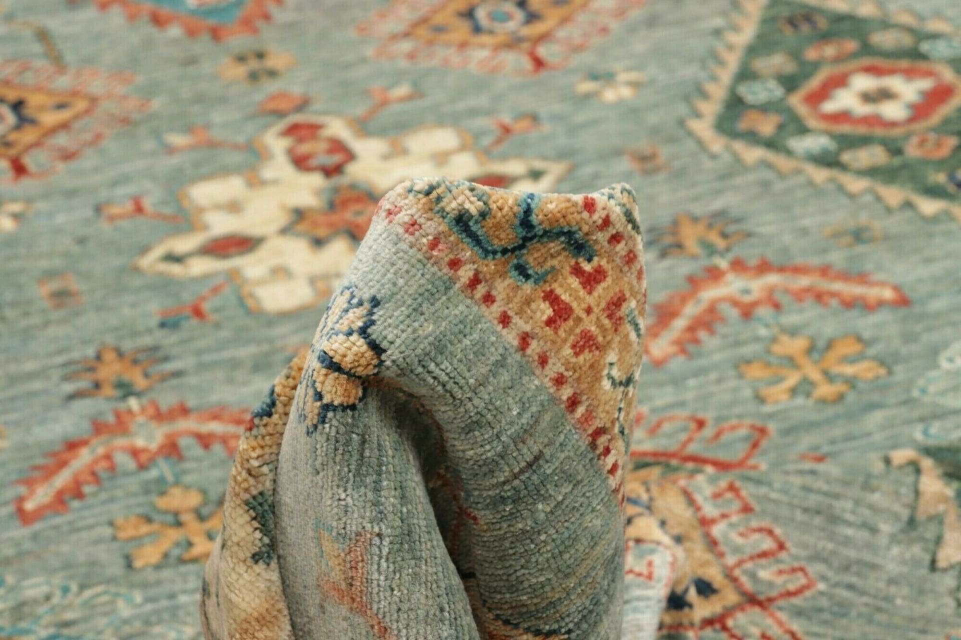 kazak-teppich-211-x-303-cm-geometrisches-muster-handgeknupft-8 Kazak Pakistani Rug — hand-knotted, 211 × 303 cm, Wool