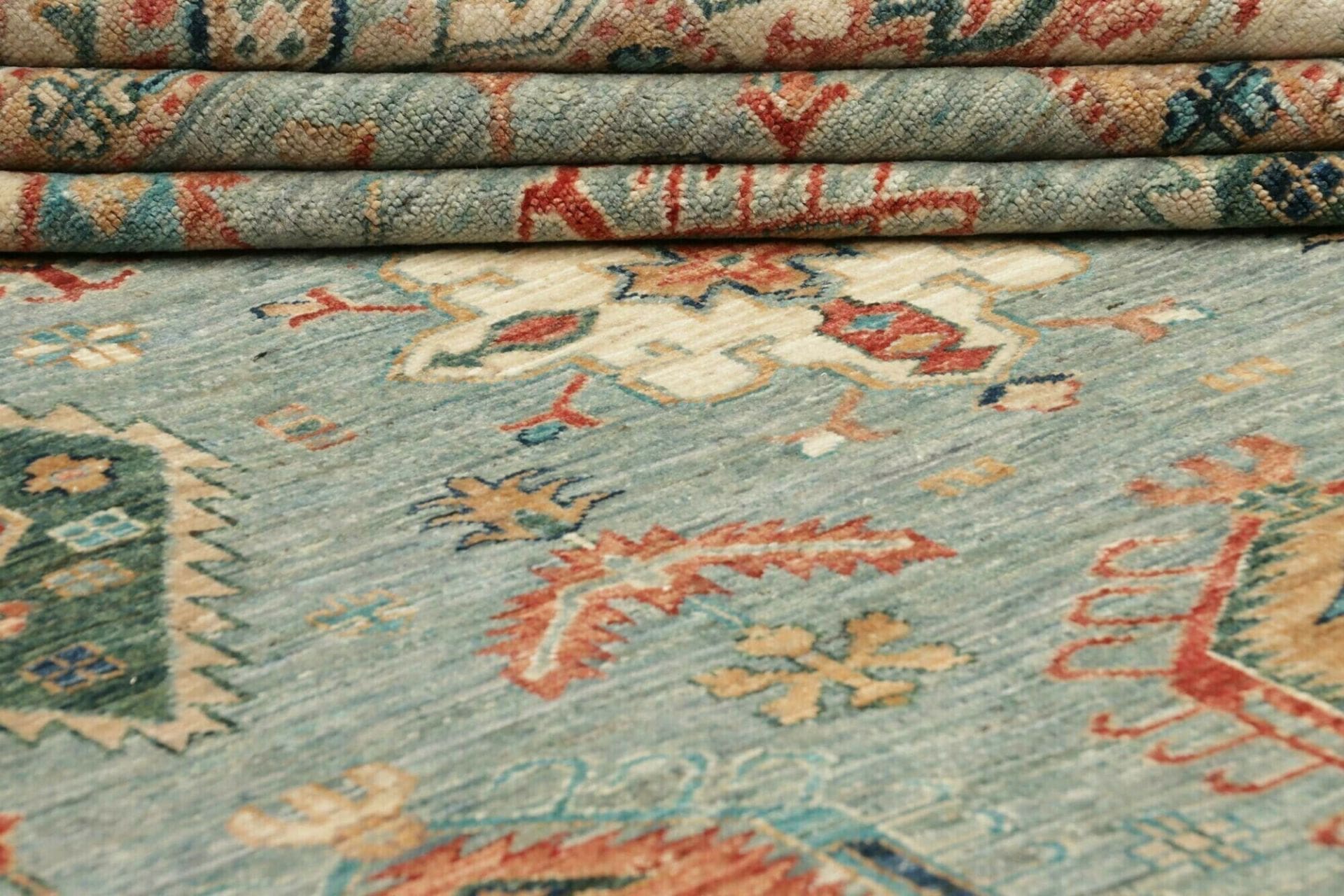 kazak-teppich-211-x-303-cm-geometrisches-muster-handgeknupft-9 Kazak Pakistani Rug — hand-knotted, 211 × 303 cm, Wool