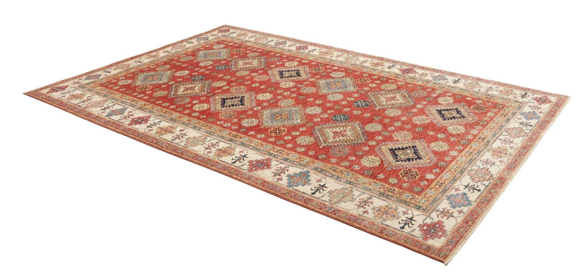 kazak-orientteppich-201-x-298-cm-schurwolle-handgeknupft-2 Hand-Knotted Wool Kazak Pakistani Rug, 201 × 298 cm