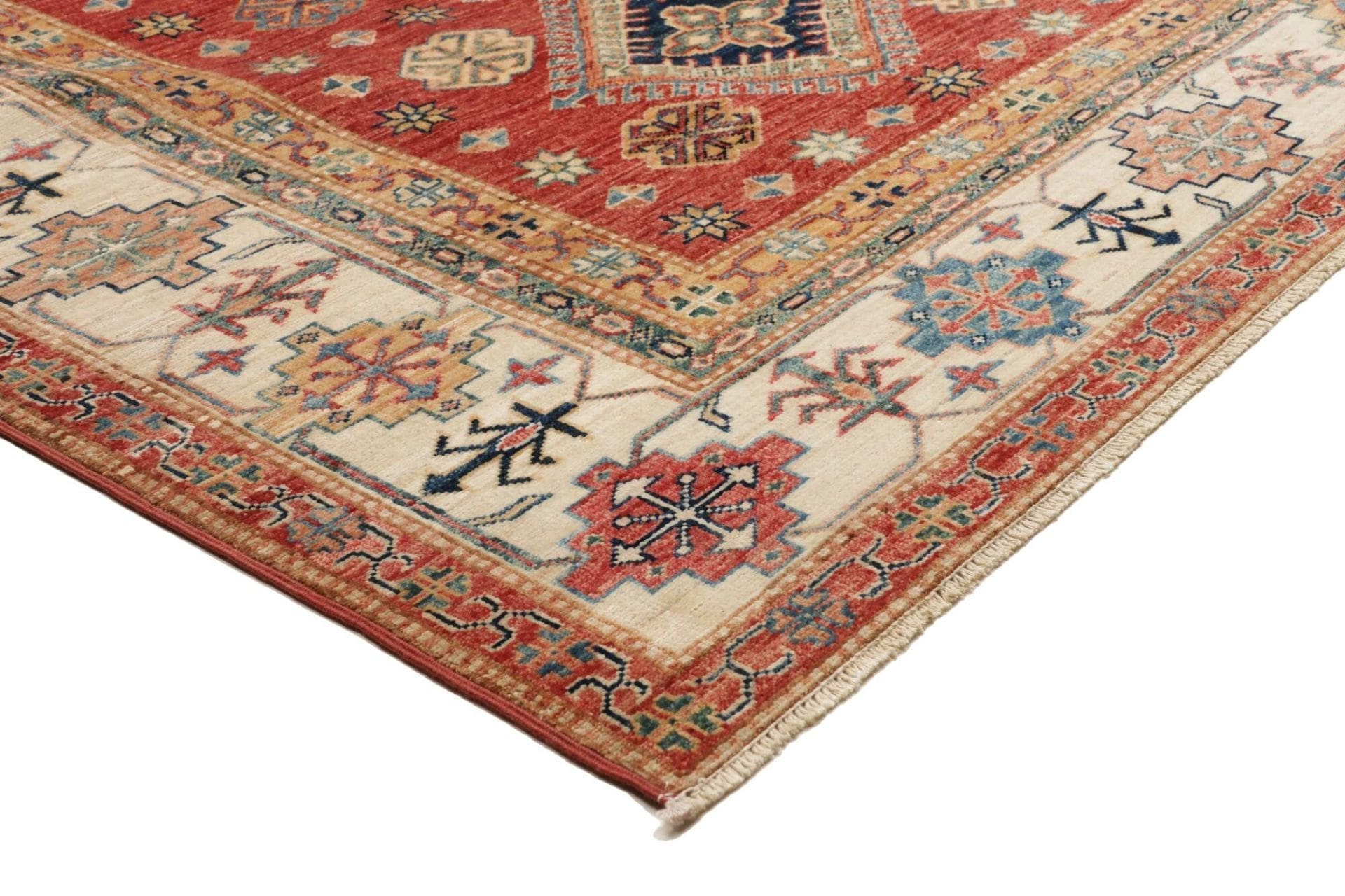 kazak-orientteppich-201-x-298-cm-schurwolle-handgeknupft-4 Hand-Knotted Wool Kazak Pakistani Rug, 201 × 298 cm