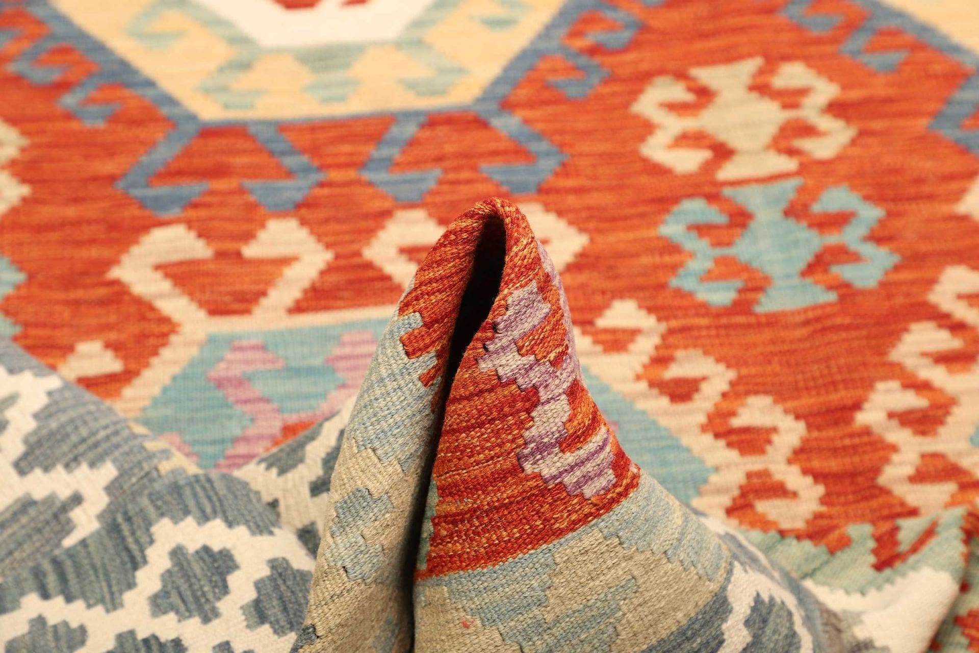 Kilim Pakistani Rug 209 × 308 cm, Wool, hand-woven