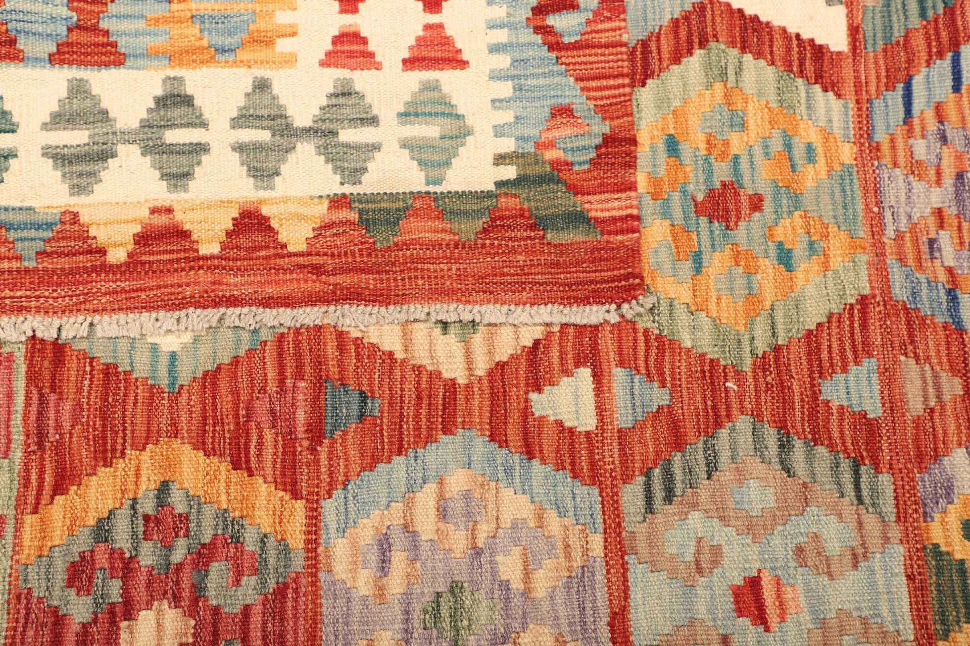 kelim-teppich-212-x-301-cm-aus-schurwolle-handgewebt-4 Hand-Woven Wool Kilim Pakistani Rug, 212 × 301 cm