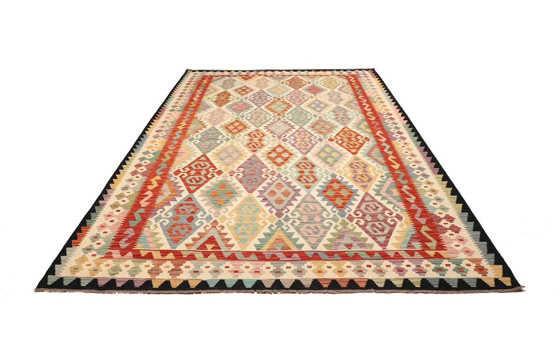 kelim-teppich-211-x-291cm-handgewebt-rustikales-flair-wolle-1 Hand-Woven Wool Kilim Pakistani Rug, 211 × 291 cm