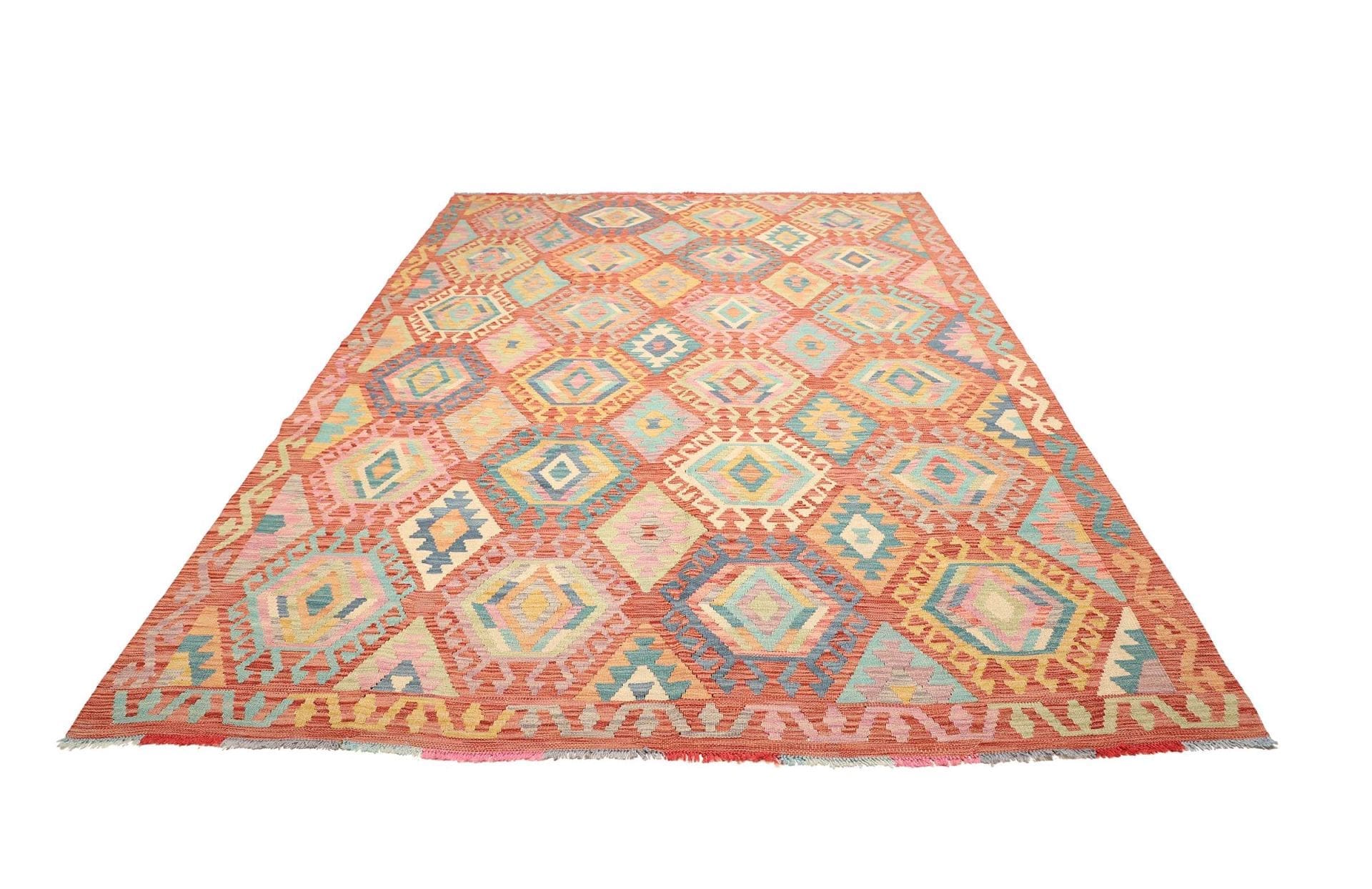 kelim-211-x-297cm-handgewebt-rustikales-flair-schurwolle-1 Kilim Pakistani Rug 211 × 297 cm, Wool, hand-woven