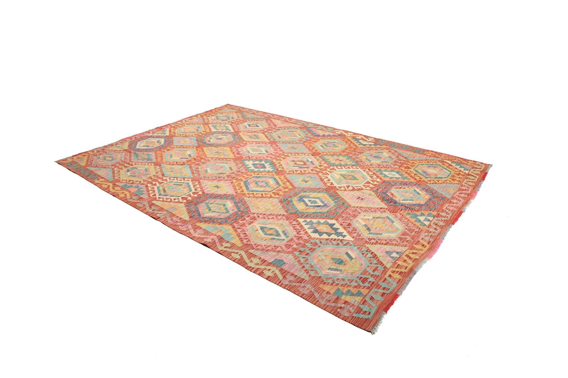 kelim-211-x-297cm-handgewebt-rustikales-flair-schurwolle-2 Kilim Pakistani Rug 211 × 297 cm, Wool, hand-woven