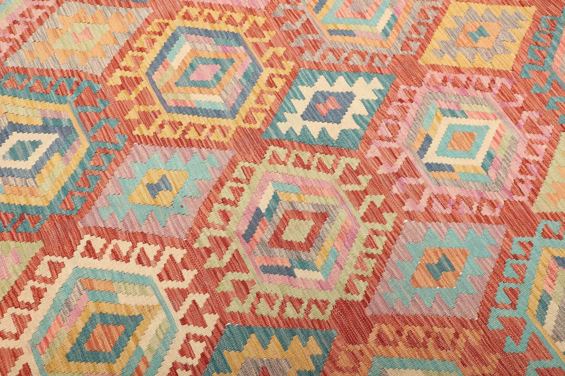 kelim-211-x-297cm-handgewebt-rustikales-flair-schurwolle-3 Kilim Pakistani Rug 211 × 297 cm, Wool, hand-woven