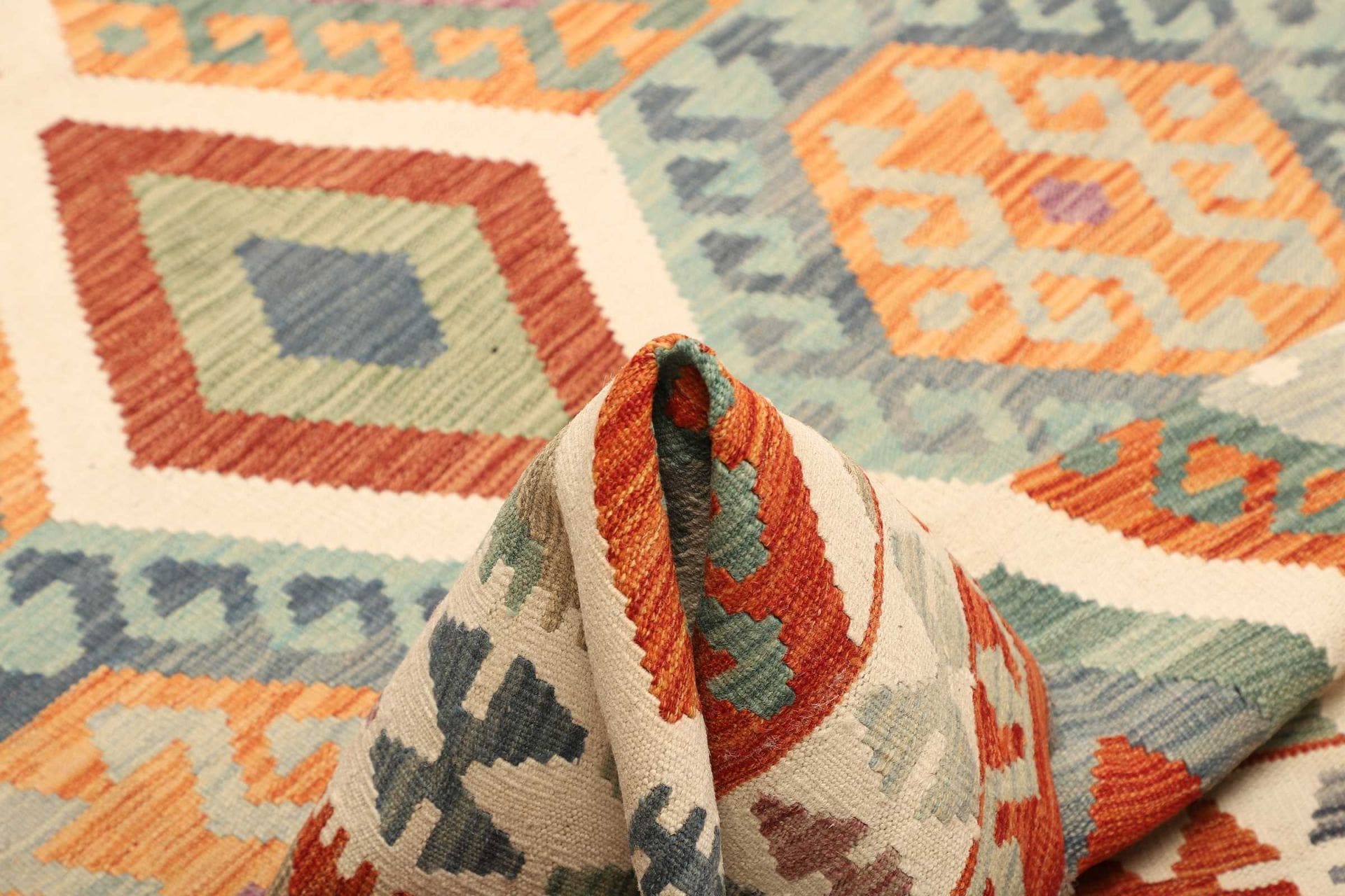 kelim-teppich-202-x-294-cm-handgewebt-rustikales-flair-5 Kilim Pakistani Rug 202 × 294 cm, Wool, hand-woven