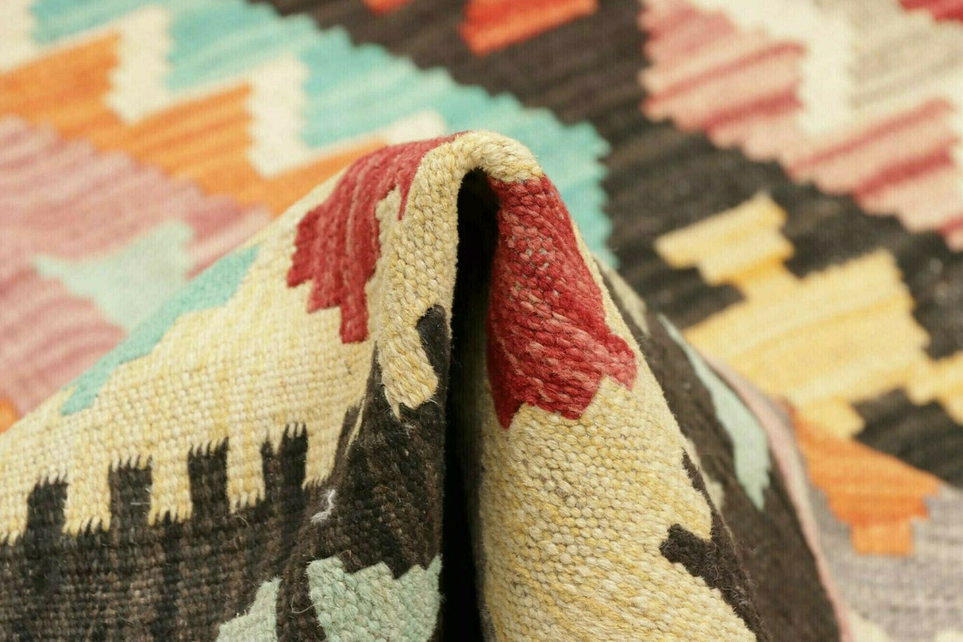 Hand-Woven Wool Kilim Pakistani Rug, 197 × 294 cm