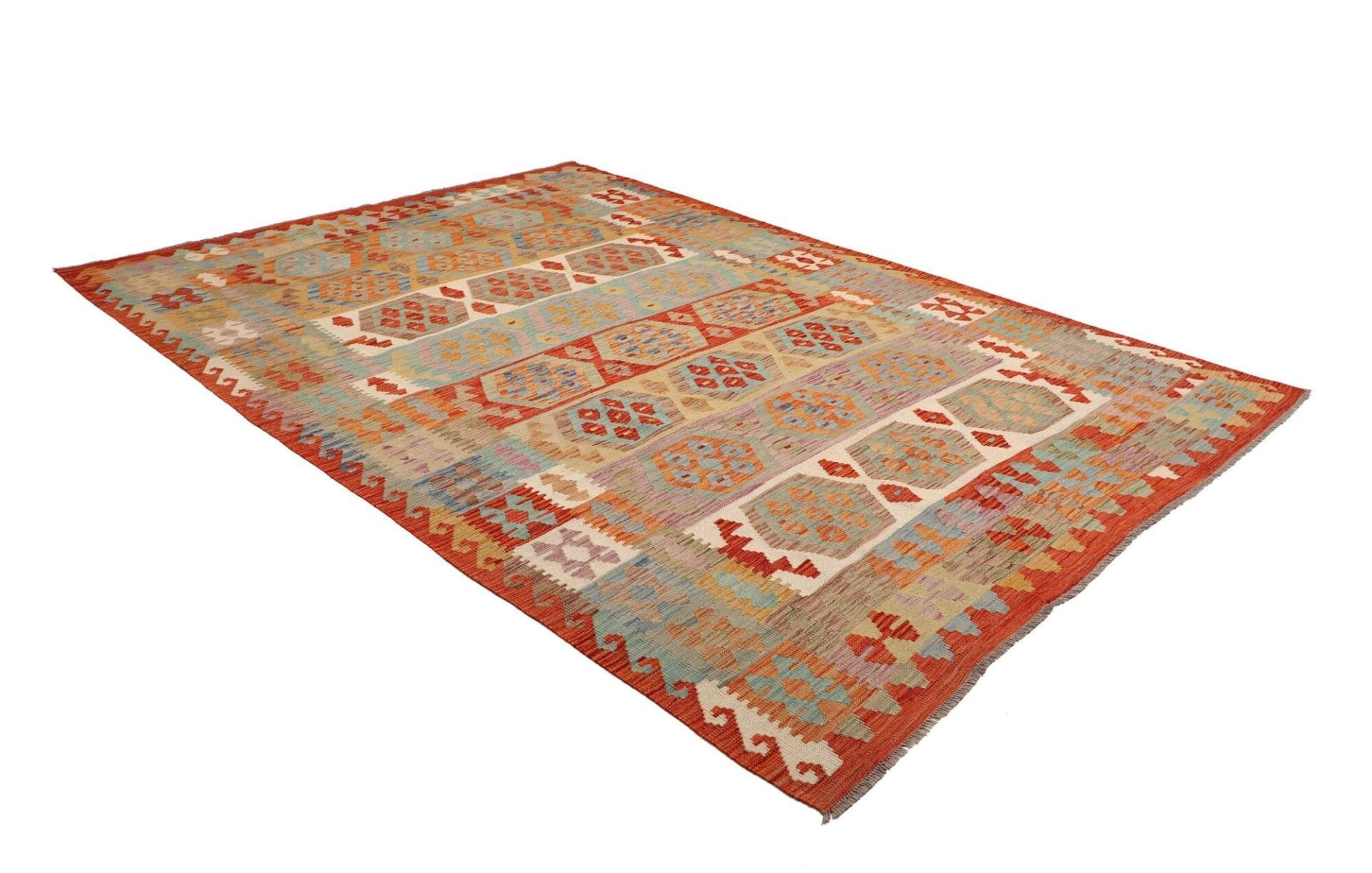 orientteppich-kelim-202-x-294-cm-aus-schurwolle-handgewebt-2 Hand-Woven Wool Kilim Pakistani Rug, 202 × 294 cm