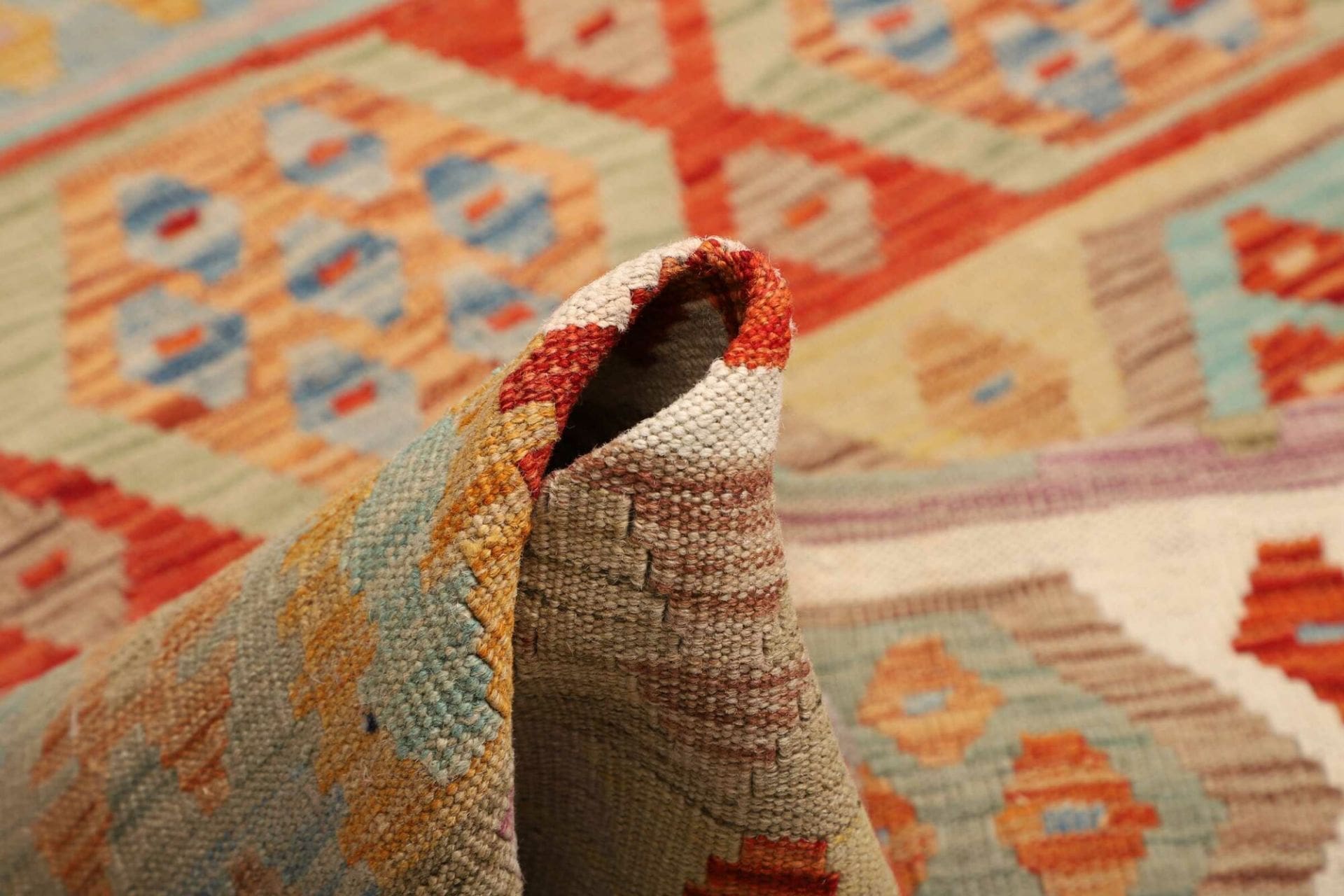 orientteppich-kelim-202-x-294-cm-aus-schurwolle-handgewebt-5 Hand-Woven Wool Kilim Pakistani Rug, 202 × 294 cm