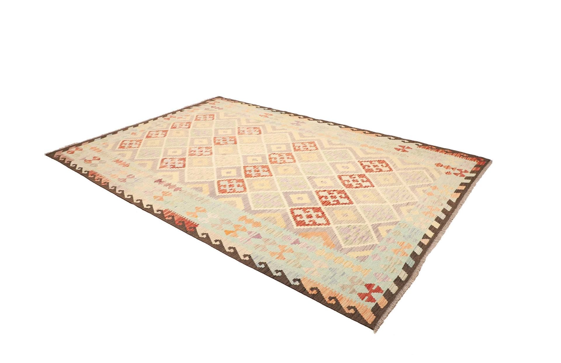 Hand-Woven Wool Kilim Pakistani Rug, 214 × 302 cm