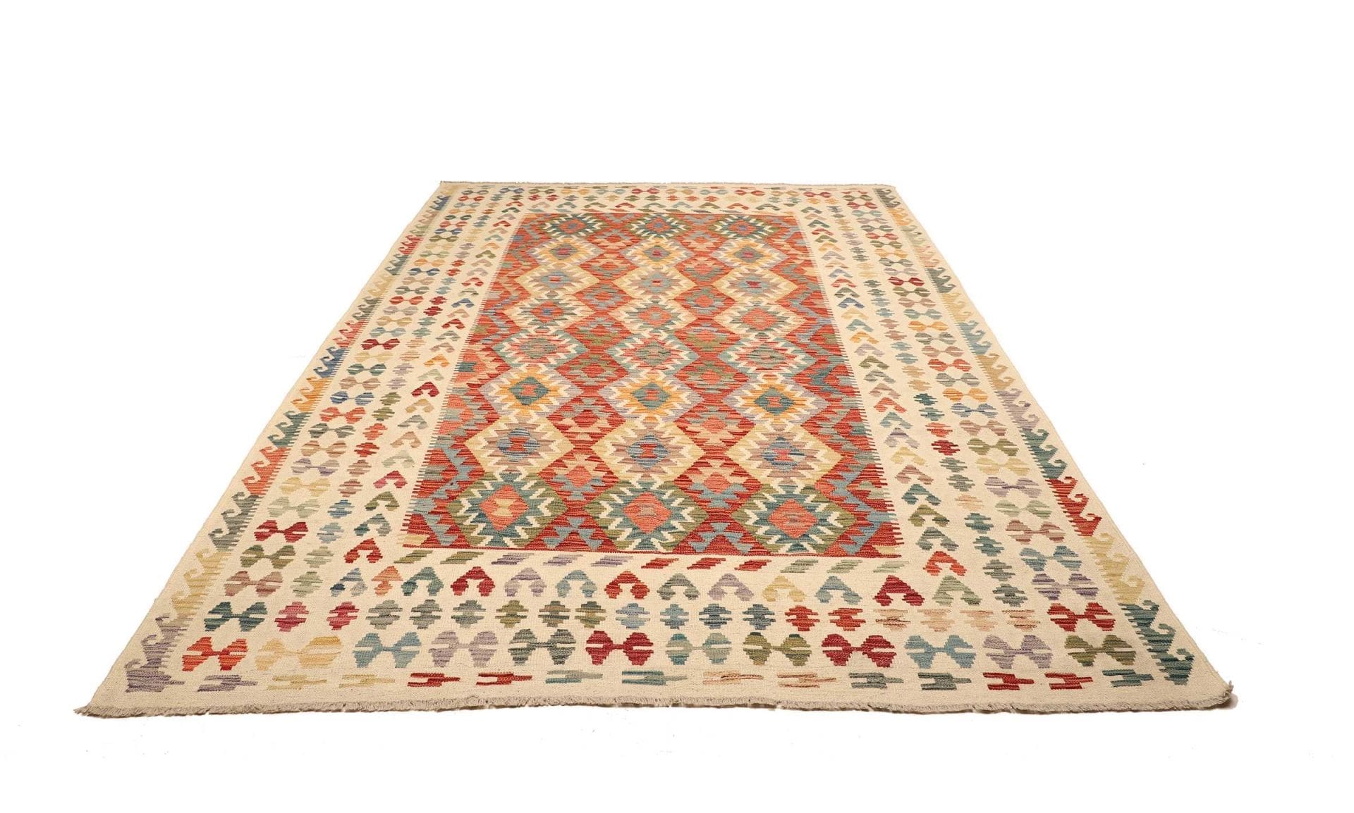 Kilim Pakistani Rug 213 × 298 cm, Wool, hand-woven