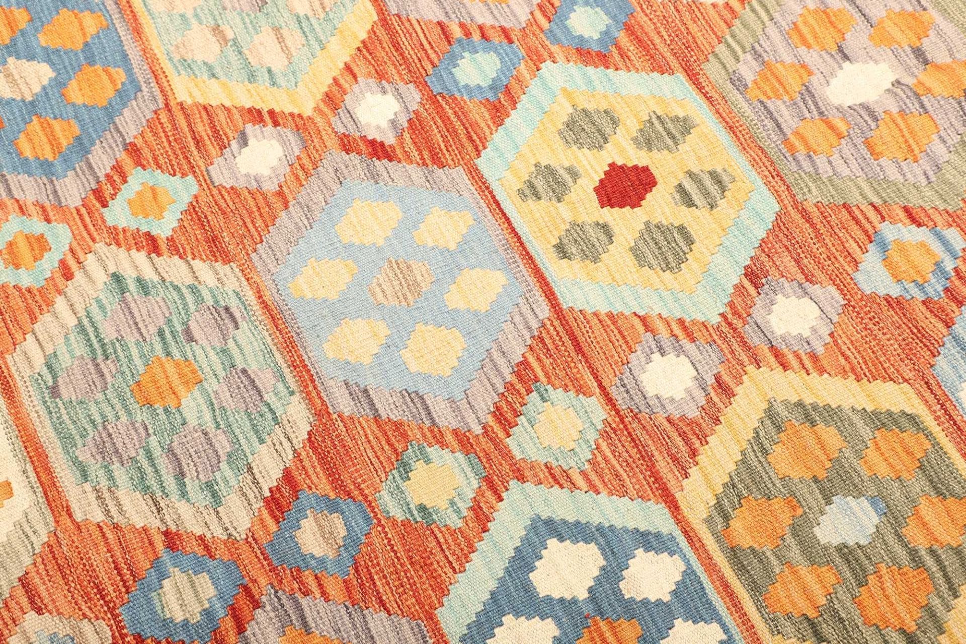 Hand-Woven Wool Kilim Afghan Rug, 208 × 298 cm