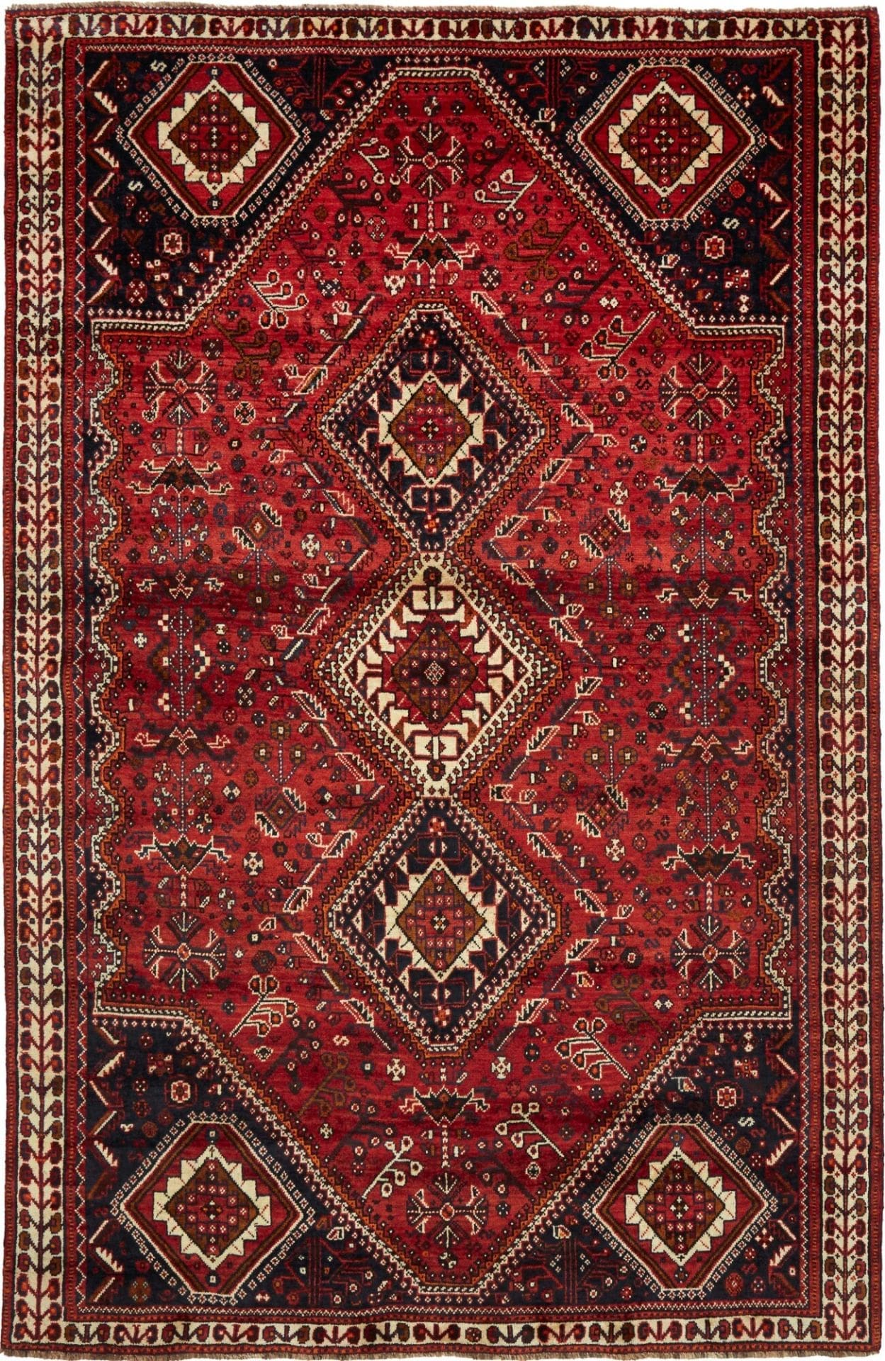 Shiraz Persian Rug — hand-knotted, 186 × 285 cm, Wool