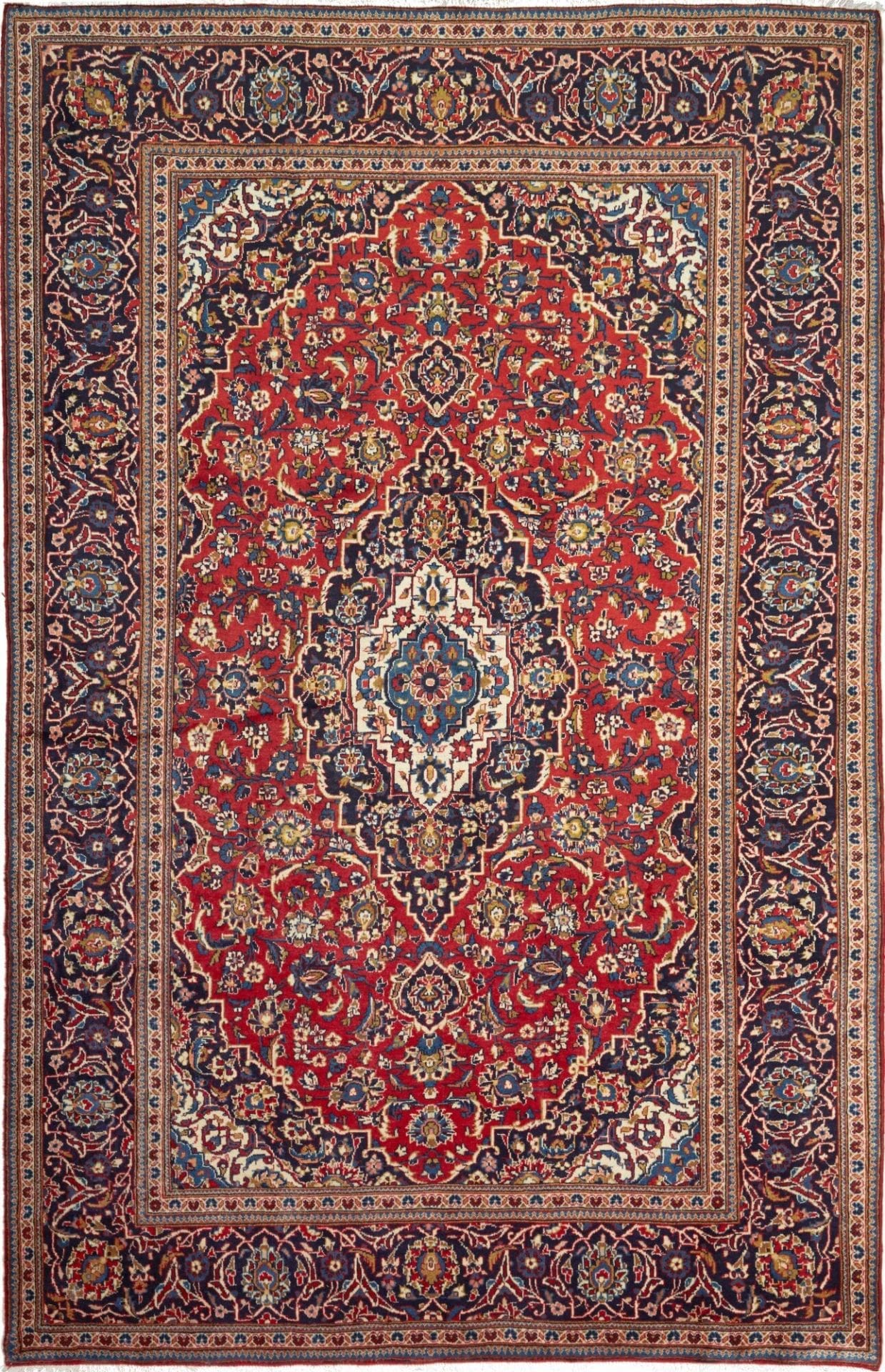Hand-Knotted Wool Kashan Persian Rug, 201 × 310 cm