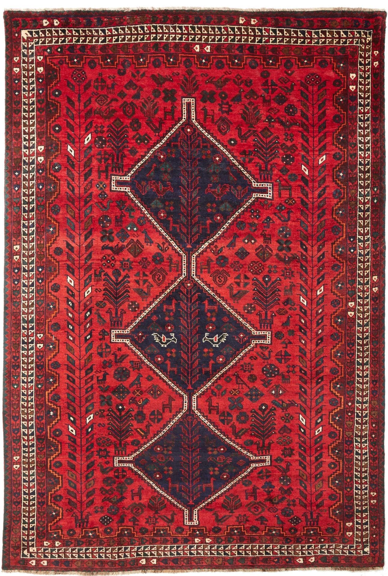 shiraz-teppich-211-x-305cm-wolle-geometrisches-muster-handgeknupft Shiraz Persian Rug — hand-knotted, 211 × 305 cm, Wool