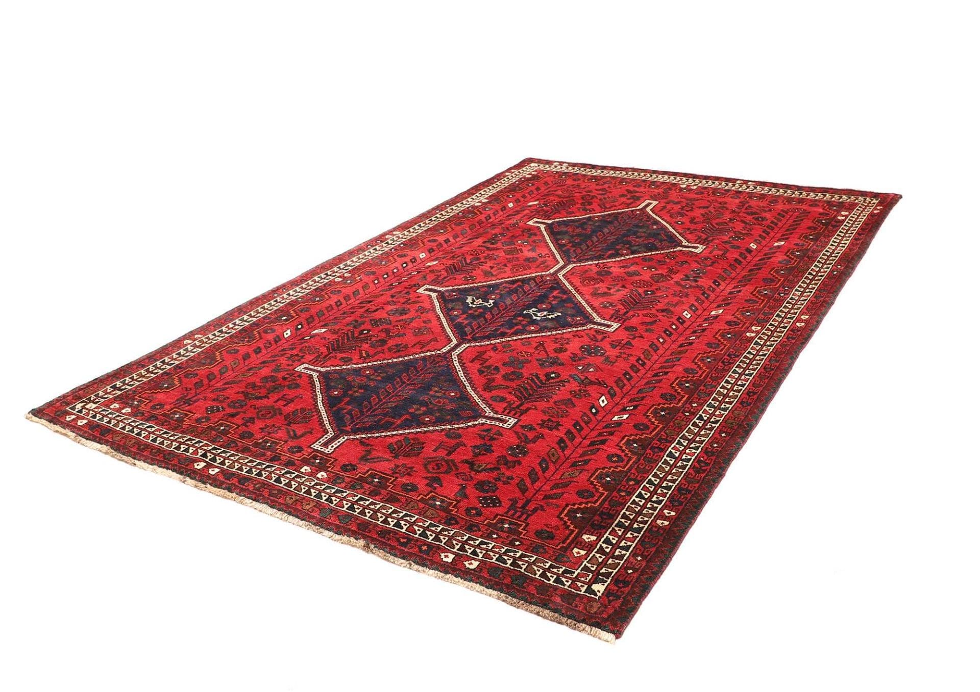 shiraz-teppich-211-x-305cm-wolle-geometrisches-muster-handgeknupft-1 Shiraz Persian Rug — hand-knotted, 211 × 305 cm, Wool