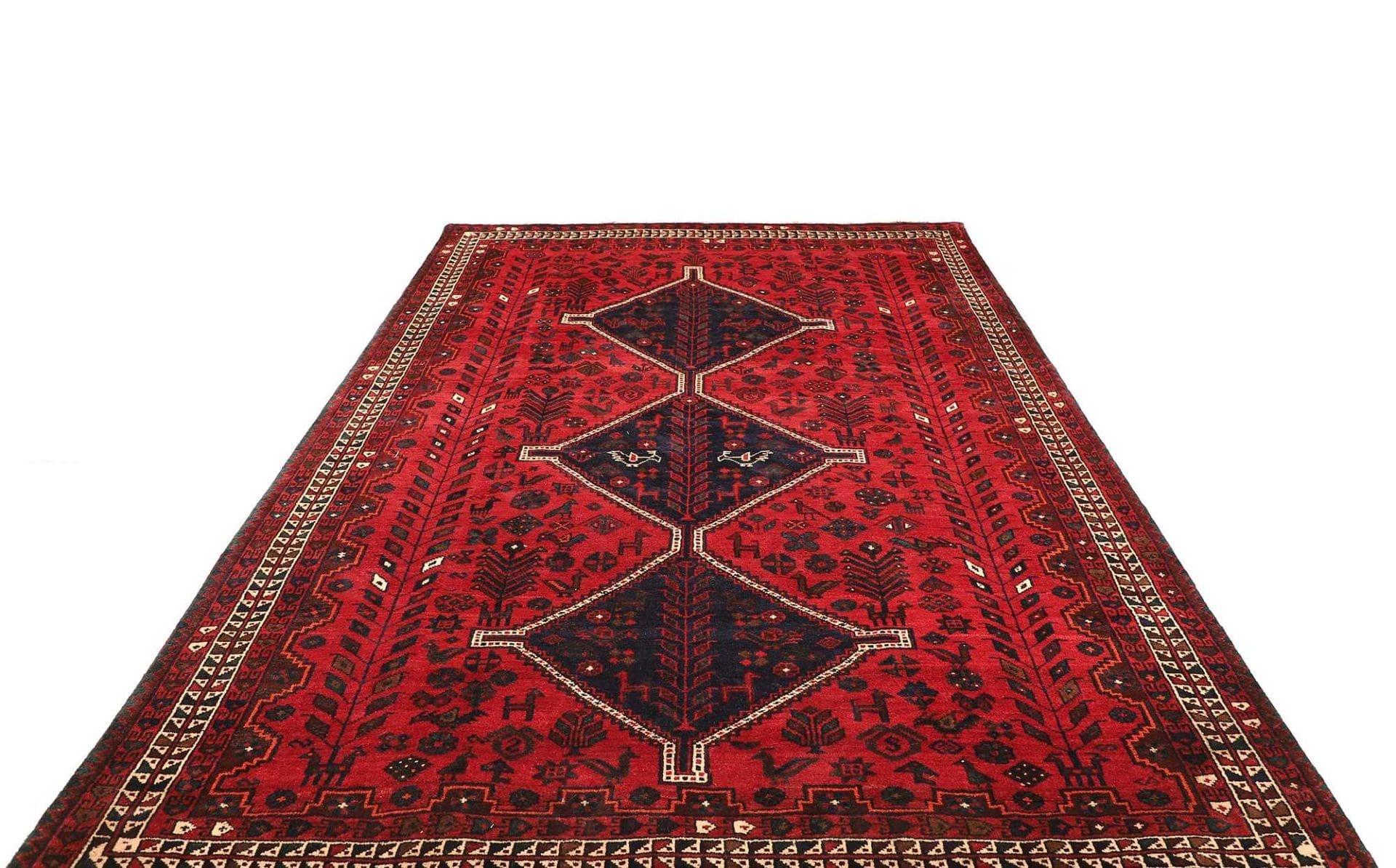 shiraz-teppich-211-x-305cm-wolle-geometrisches-muster-handgeknupft-3 Shiraz Persian Rug — hand-knotted, 211 × 305 cm, Wool