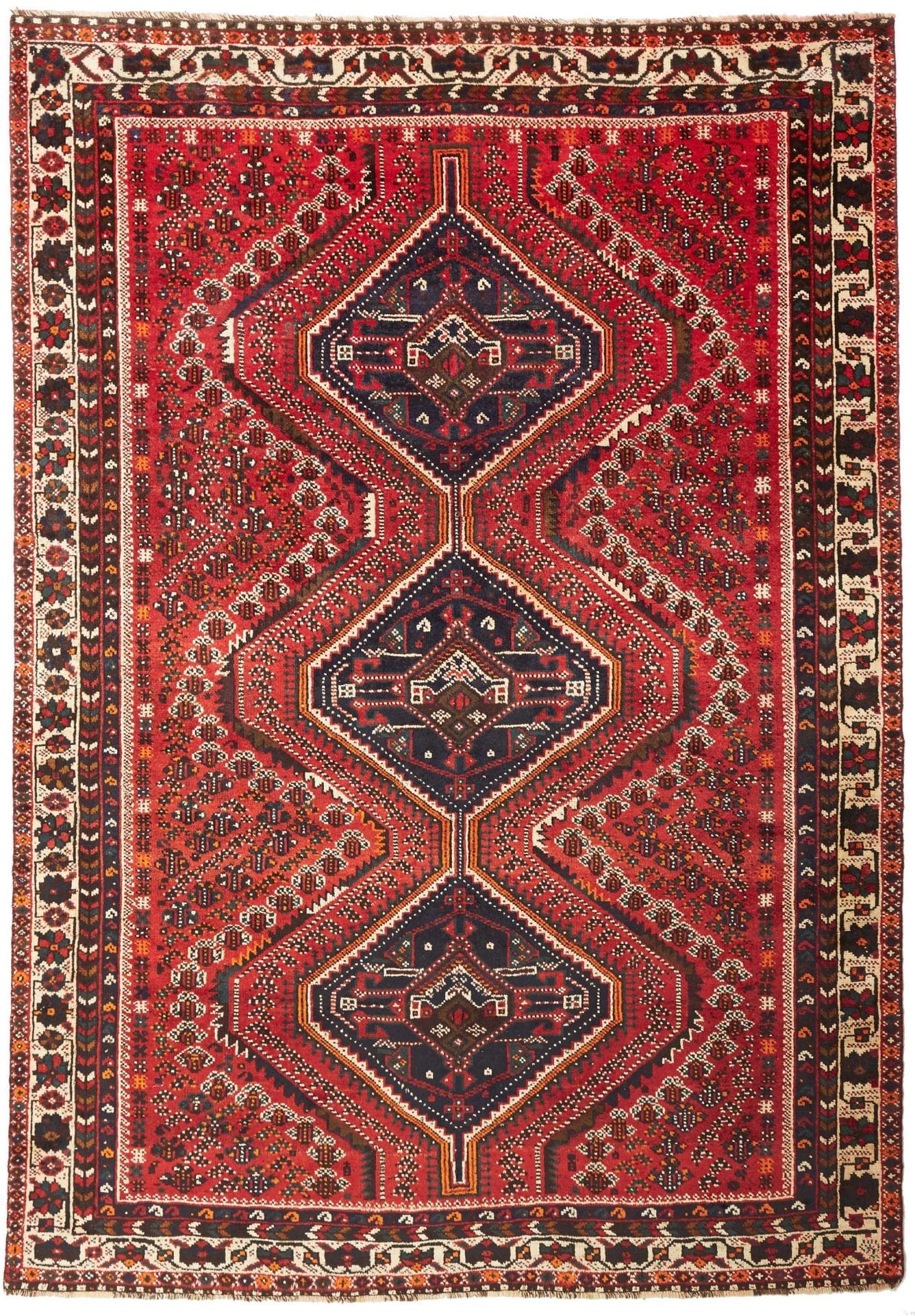 Hand-Knotted Wool Shiraz Persian Rug, 208 × 293 cm