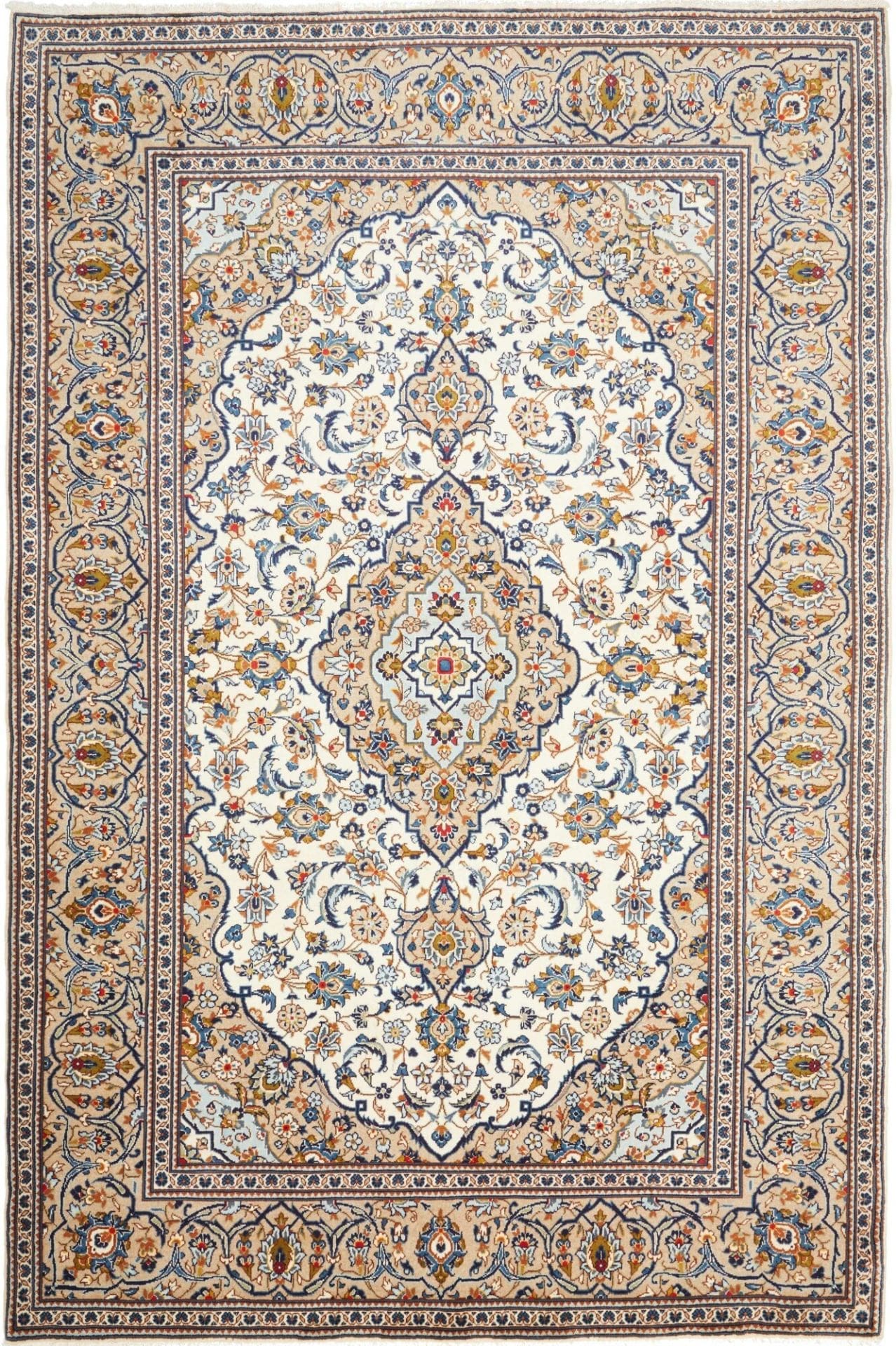 Hand-Knotted Wool Kashan Persian Rug, 203 × 300 cm