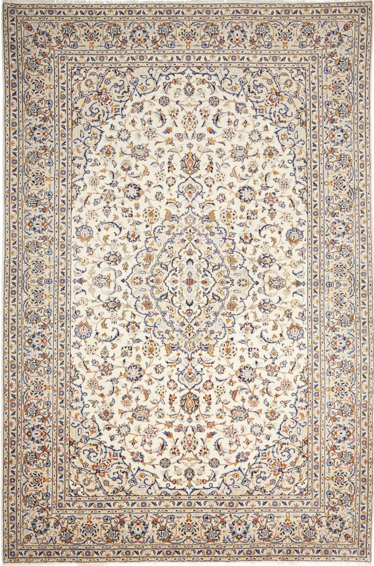 Hand-Knotted Wool Kashan Persian Rug, 203 × 303 cm