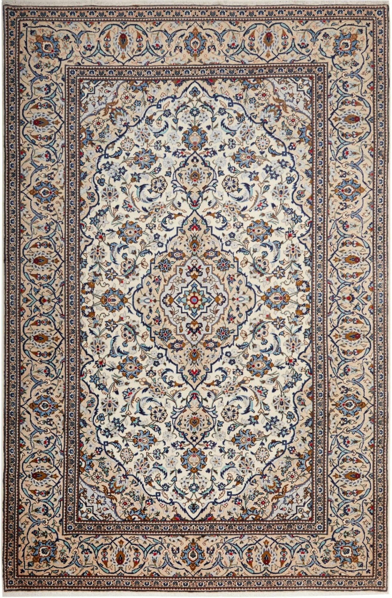 Hand-Knotted Wool Kashan Persian Rug, 198 × 294 cm